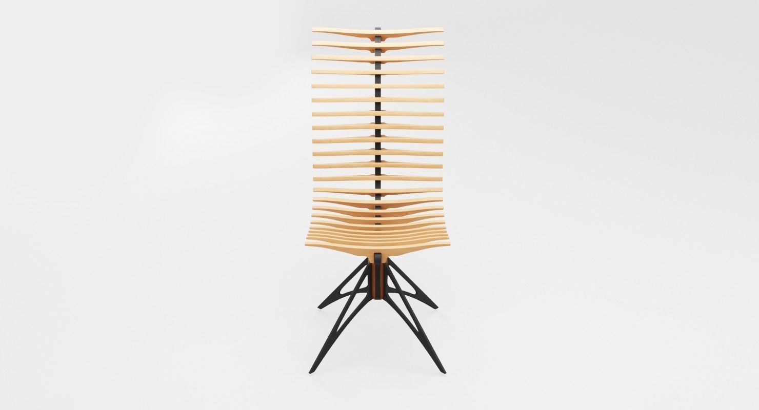 Wooden Skeleton Chair 3D model_4