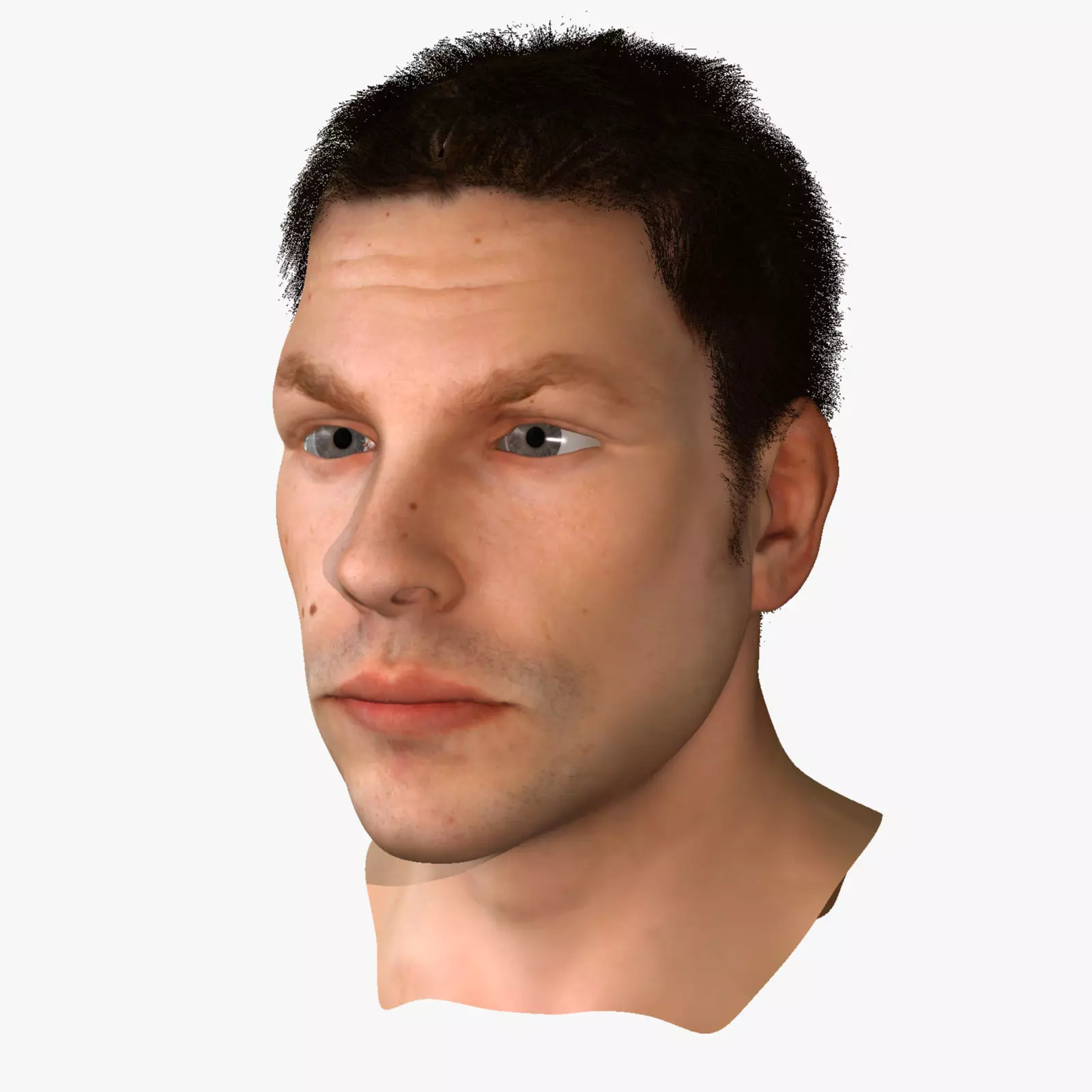White Male Face Unrigged 3D model_0