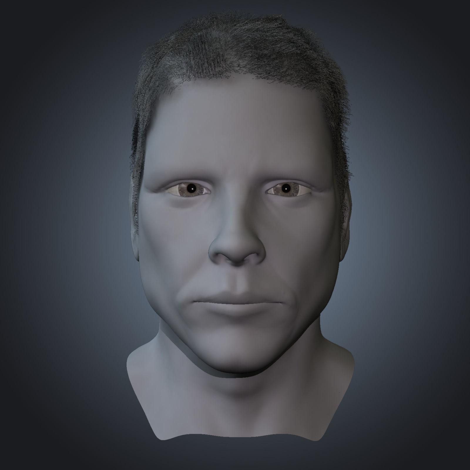 White Male Face Unrigged 3D model_2