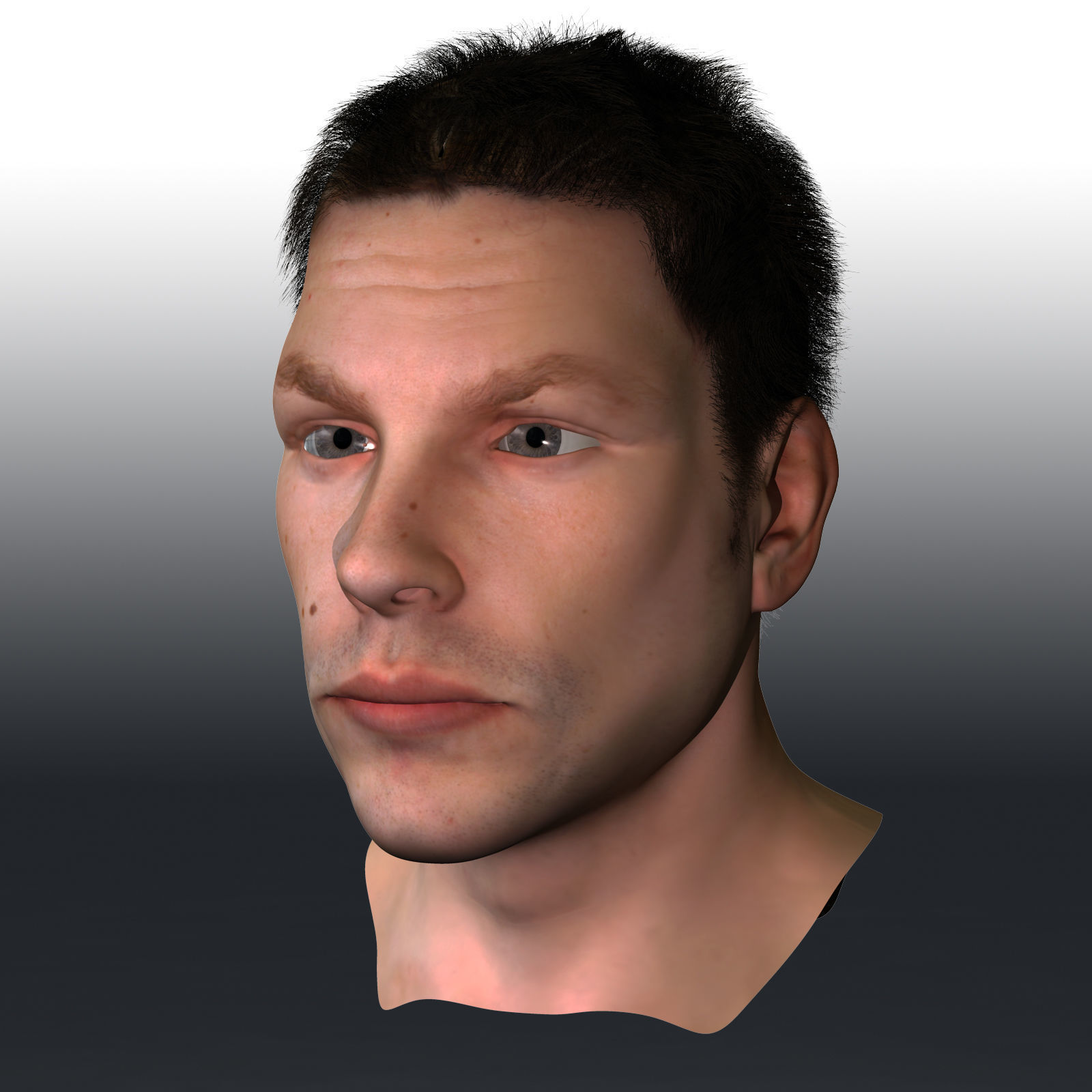 White Male Face Unrigged 3D model_1