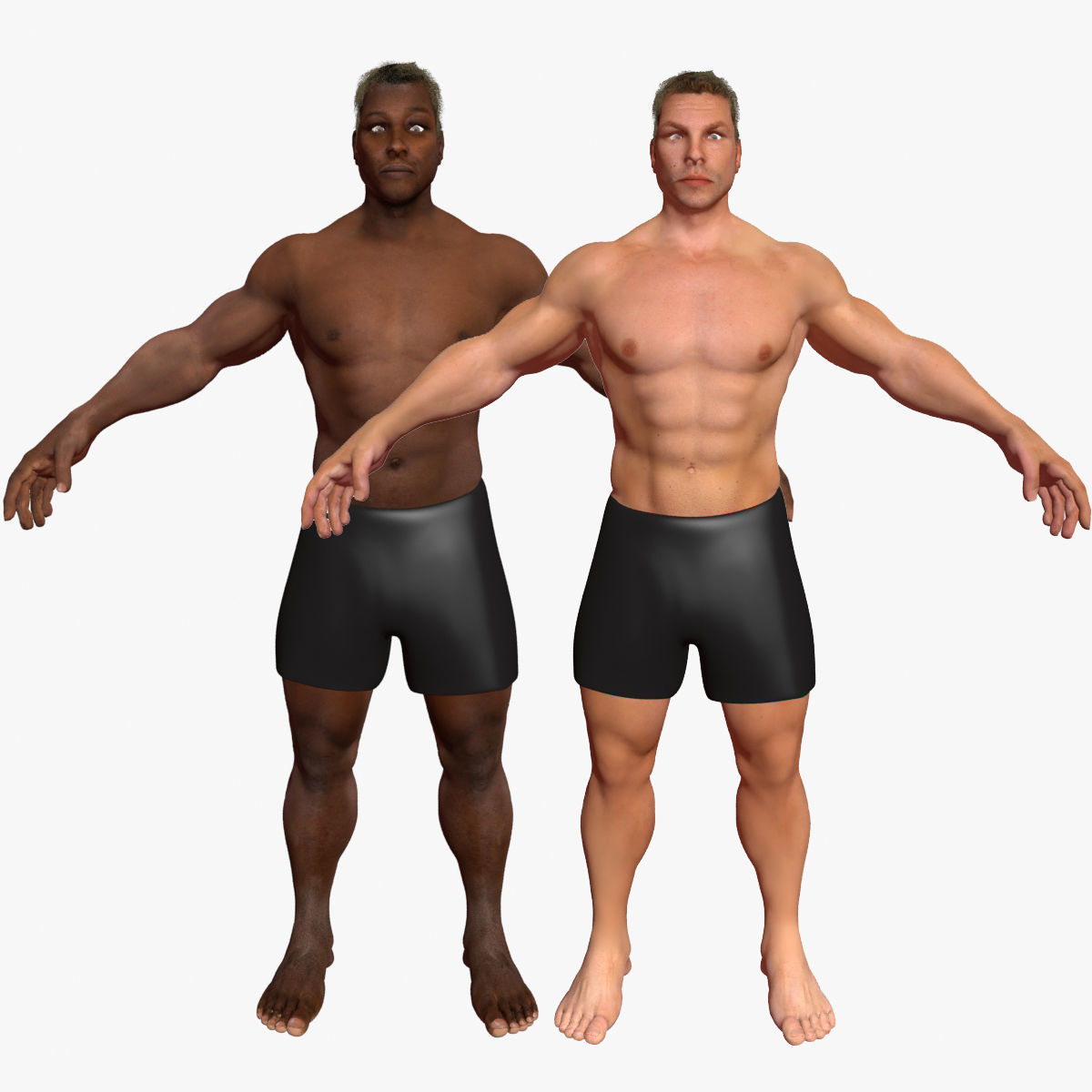 African American And White Male Characters 3D model_1