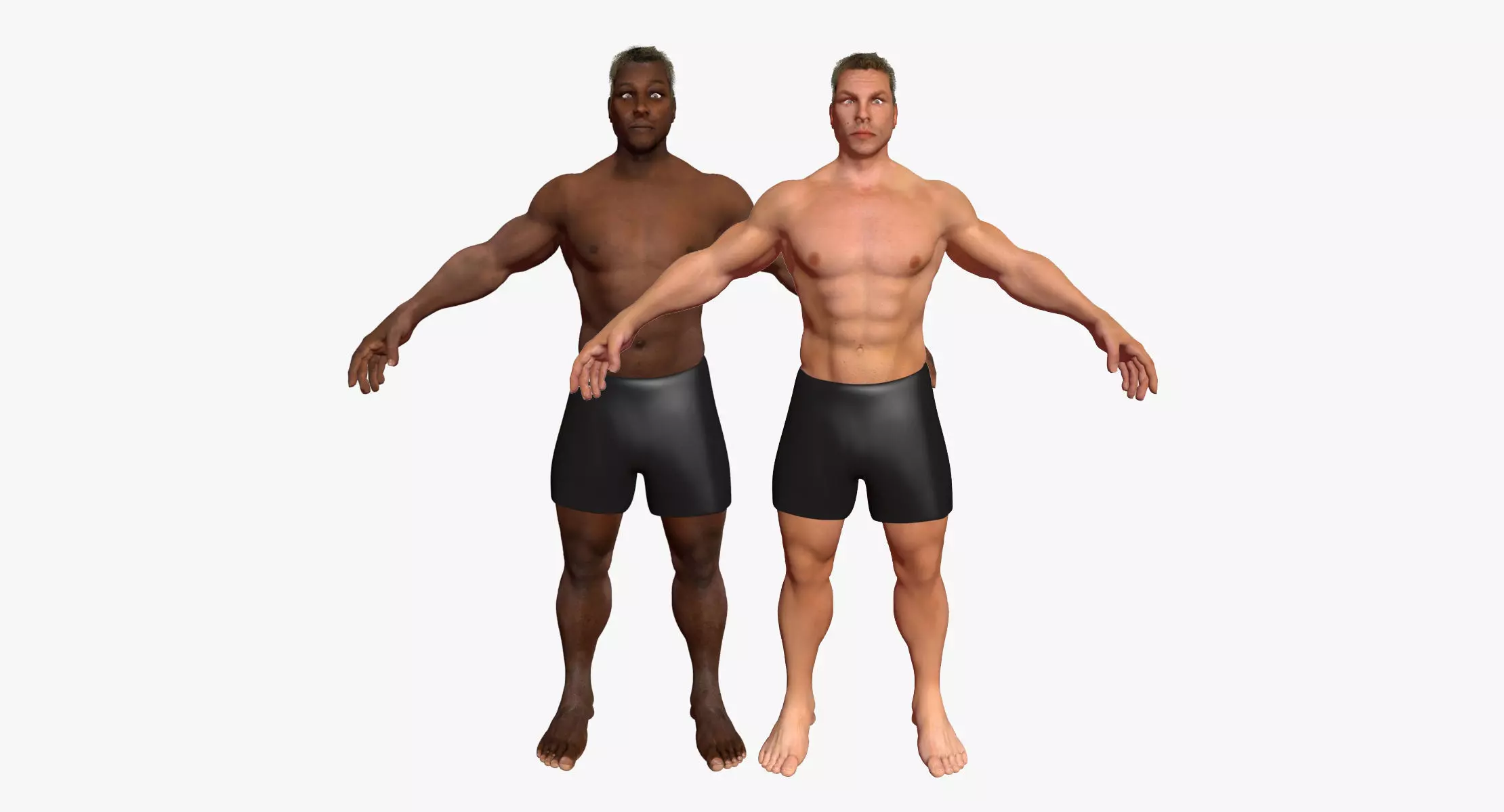 African American And White Male Characters 3D model_0