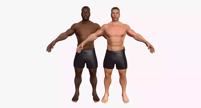 African American And White Male Characters 3D model
