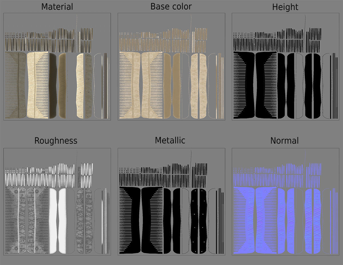 Viking comb 3D model_8