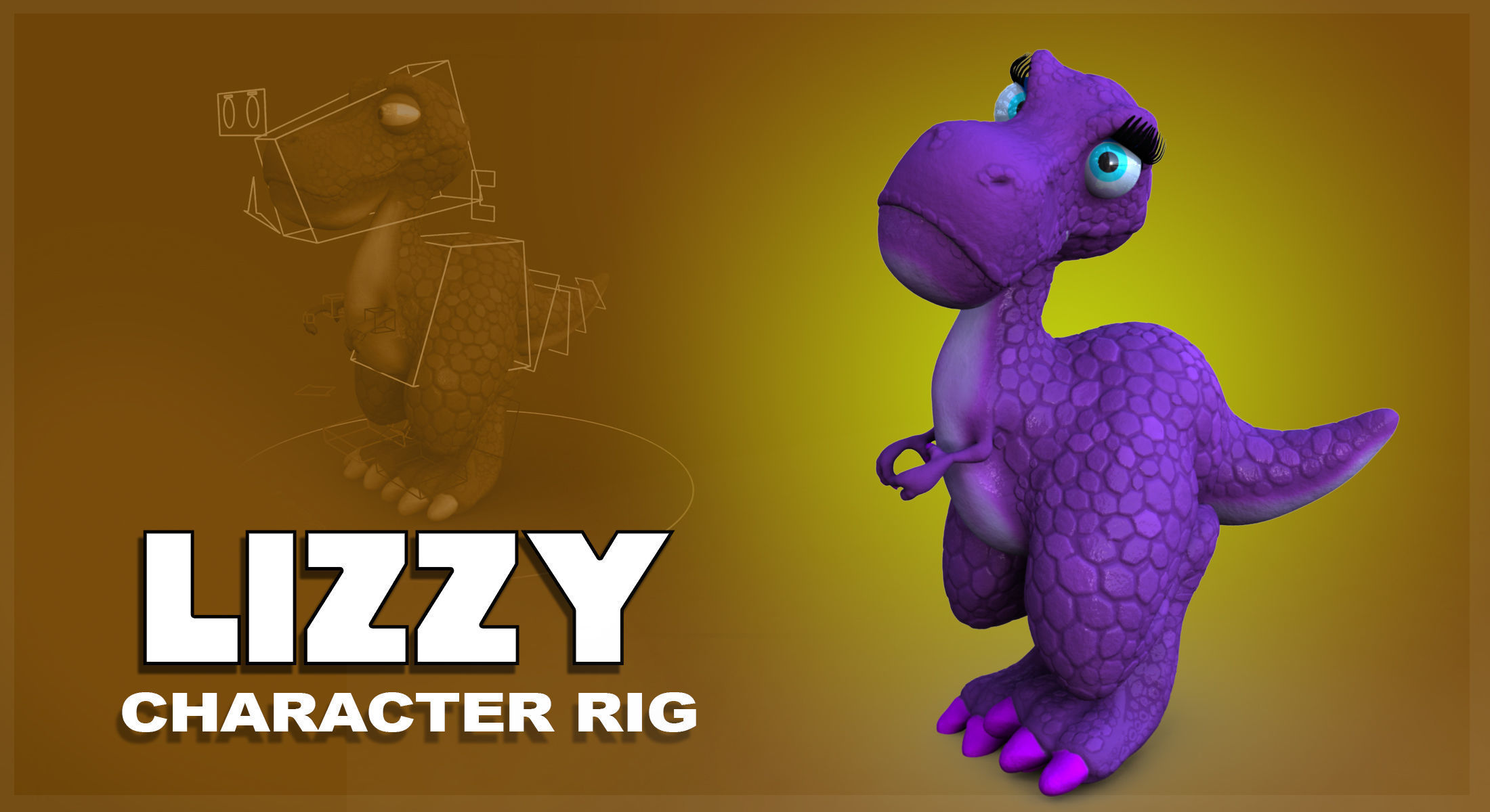 Lizzy Dinosaur Rigged 3D model_1