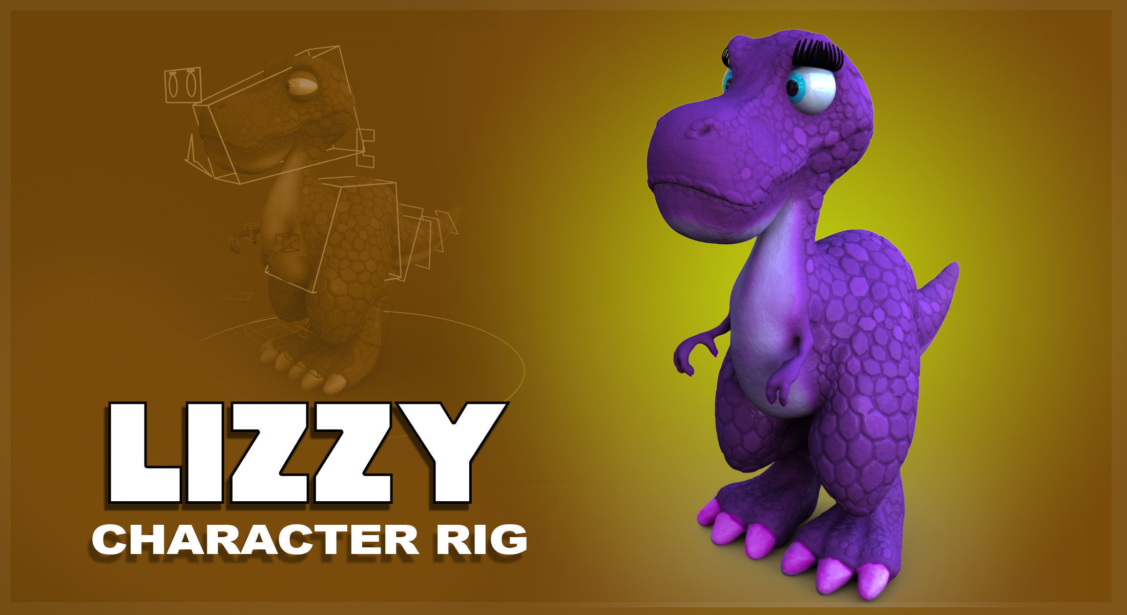 Larry and Lizzy Dinosaur Rigged 3D model_4