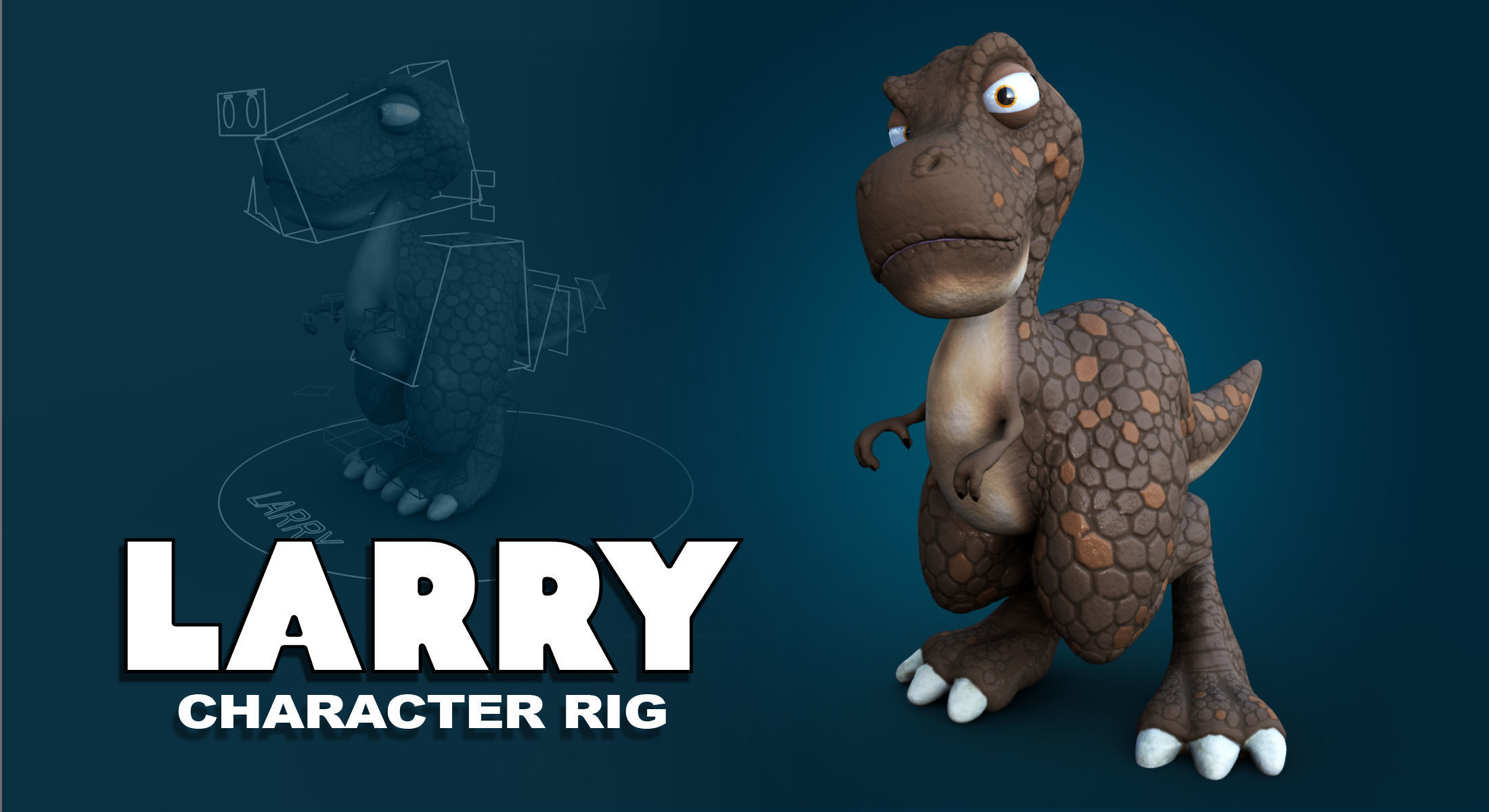 Larry and Lizzy Dinosaur Rigged 3D model_3