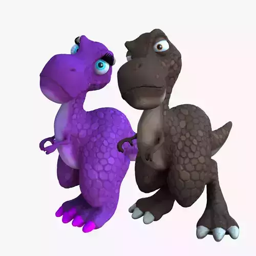 Larry and Lizzy Dinosaur Rigged 3D model