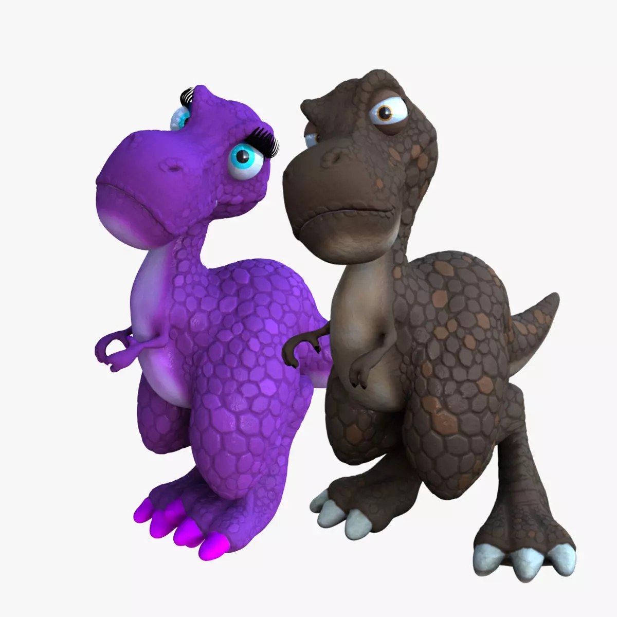 Larry and Lizzy Dinosaur Rigged 3D model_0
