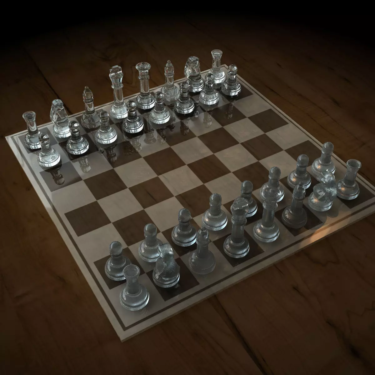 Glass Chess Set 3D model_0