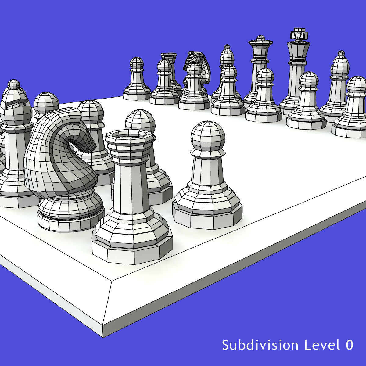 Glass Chess Set 3D model_7