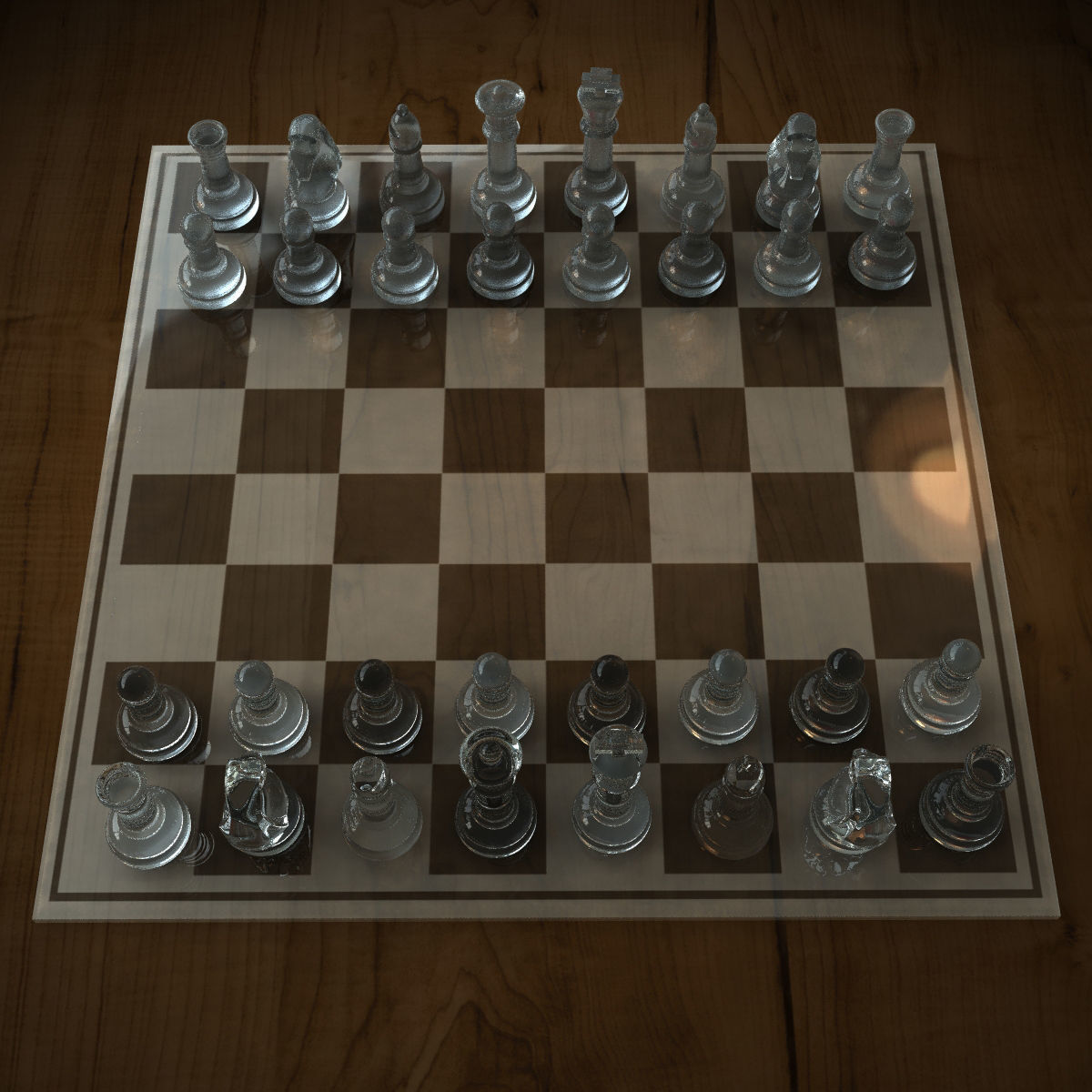 Glass Chess Set 3D model_3
