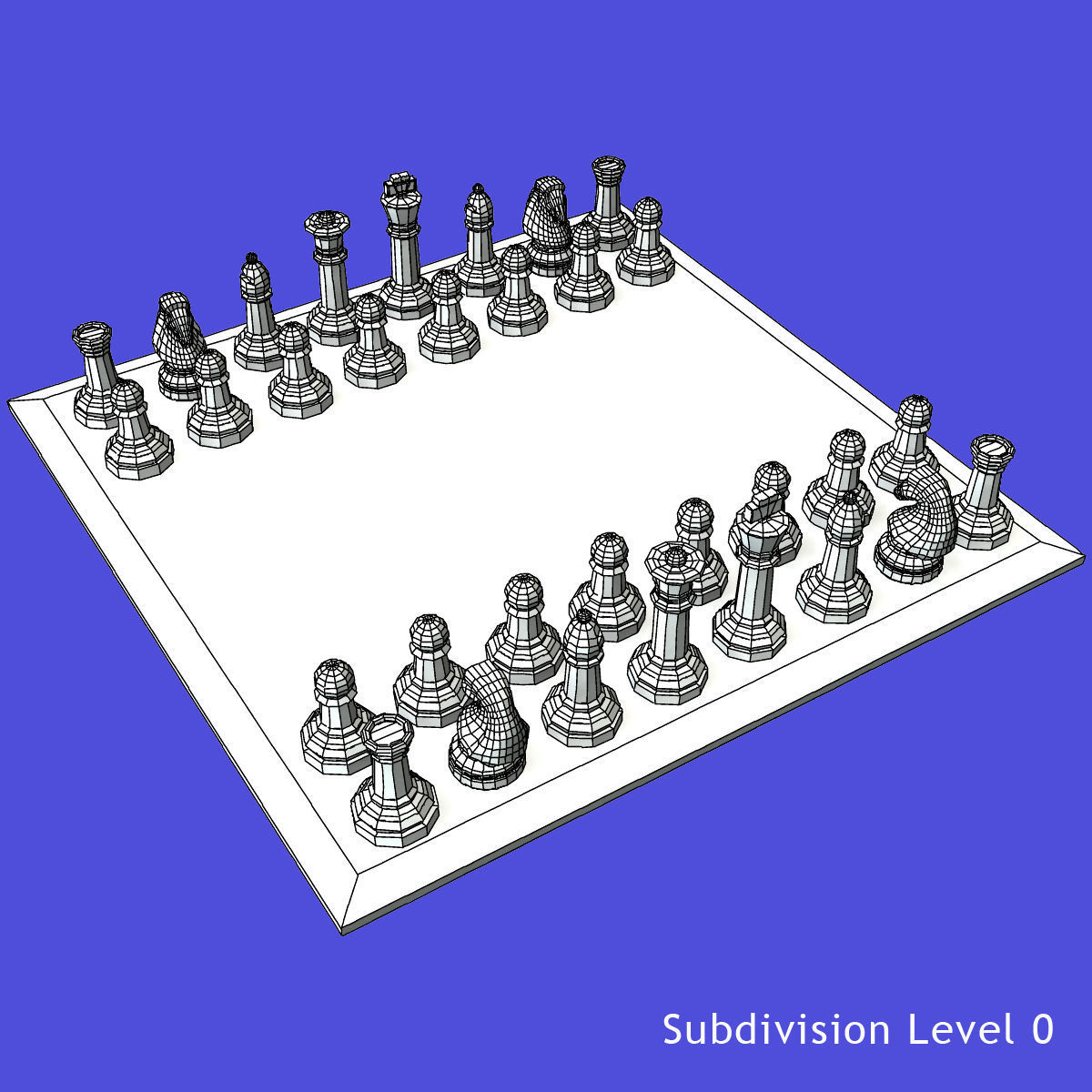Glass Chess Set 3D model_5