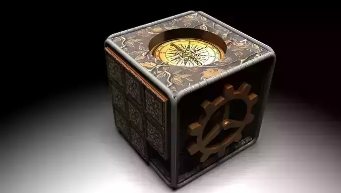 Steampunk-compass-puzzle-box 1 box with compass and gears Free 3D model