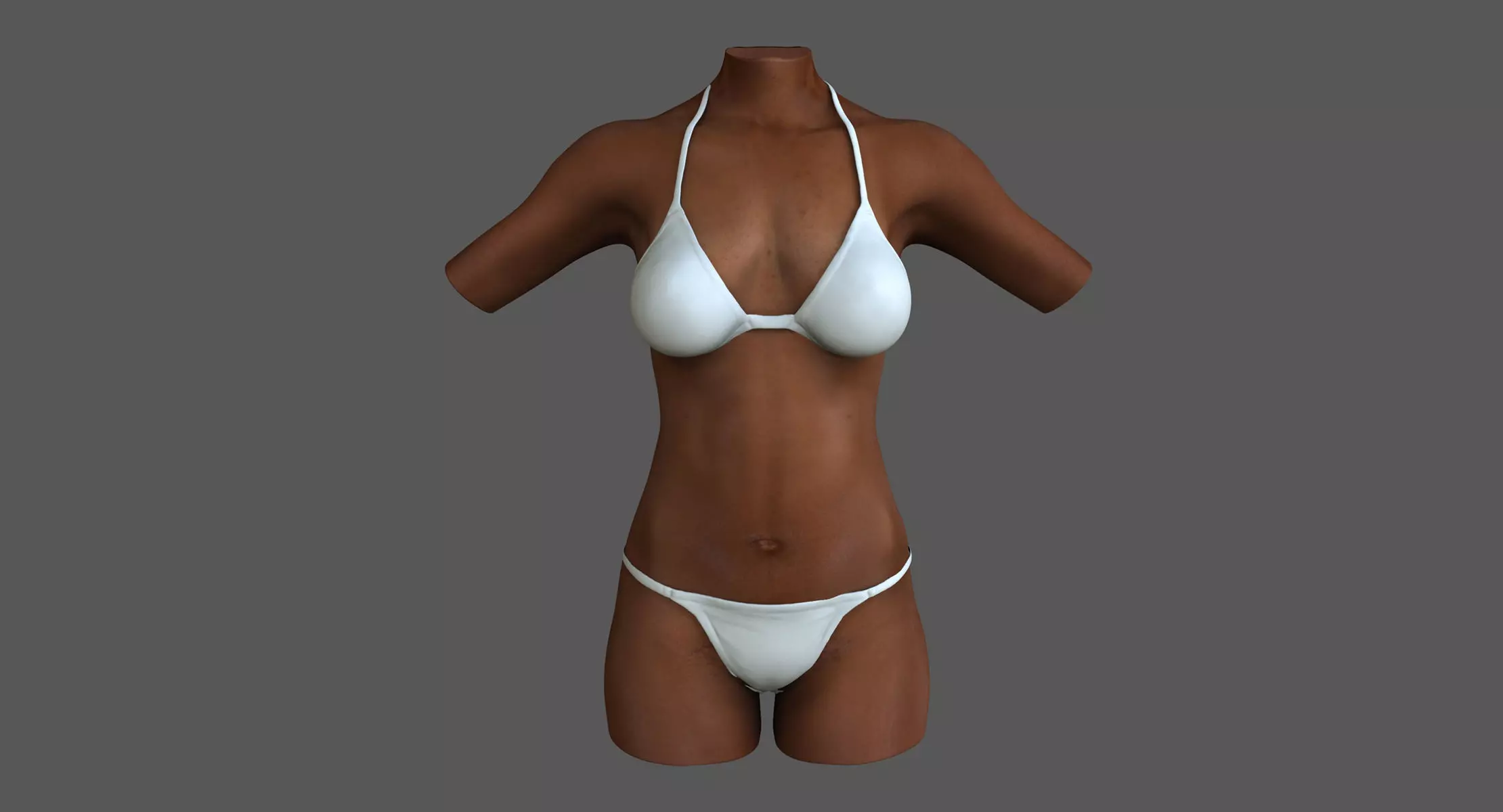 African American Female Torso Skin Texture 3D model_0