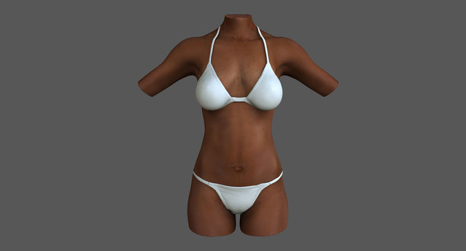 African American Female Torso Skin Texture 3D model