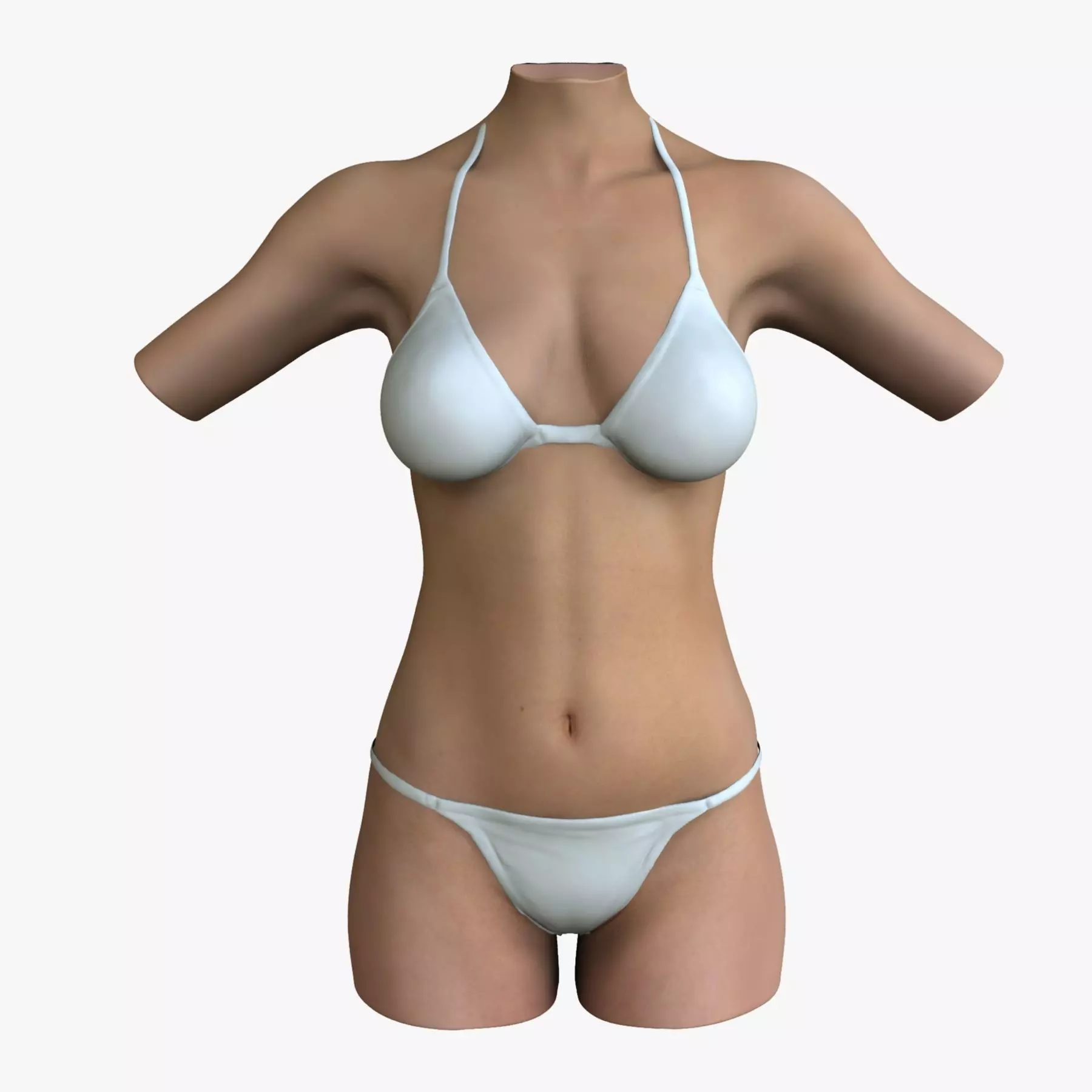 White Female Body Torso 3D model_0