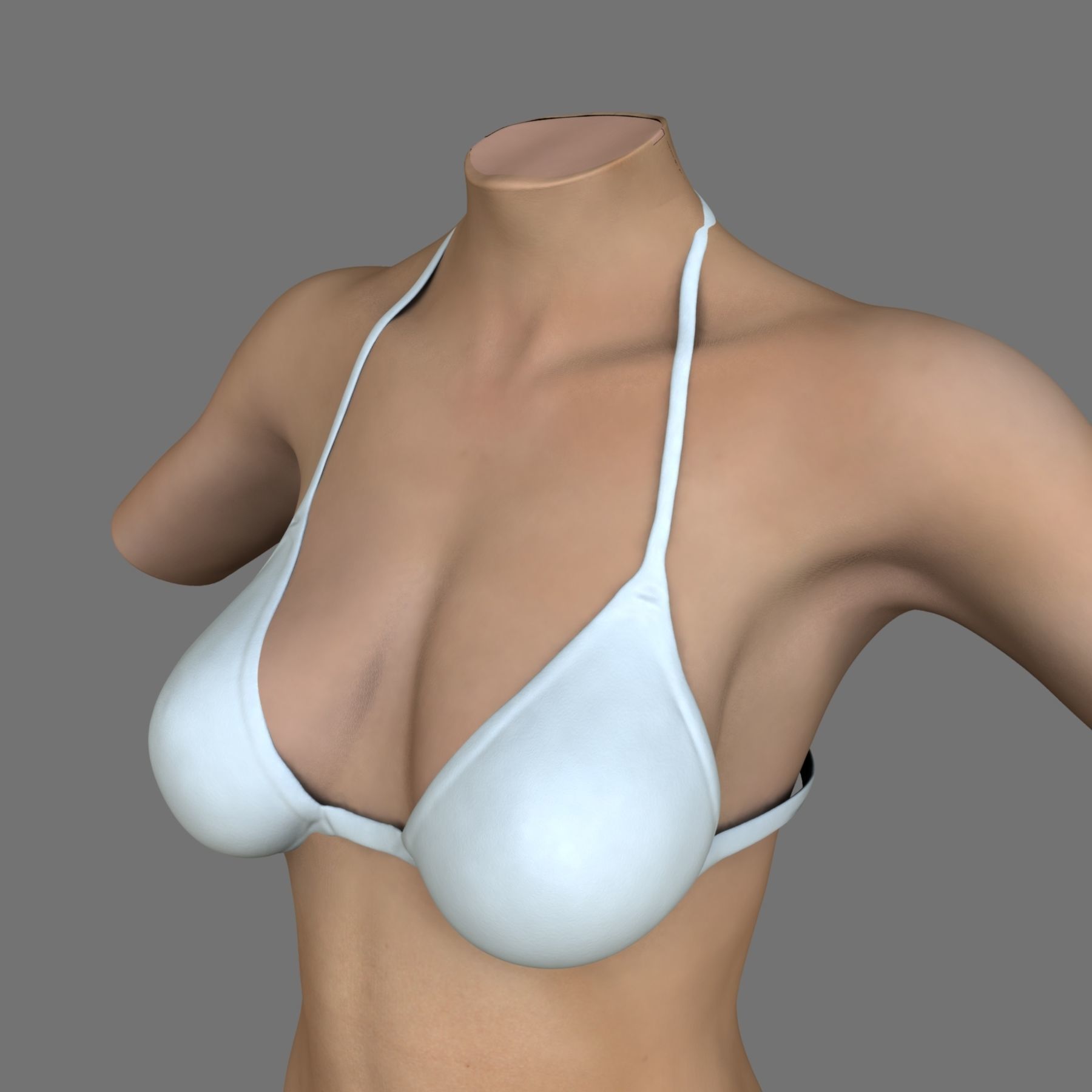 White Female Body Torso 3D model_2