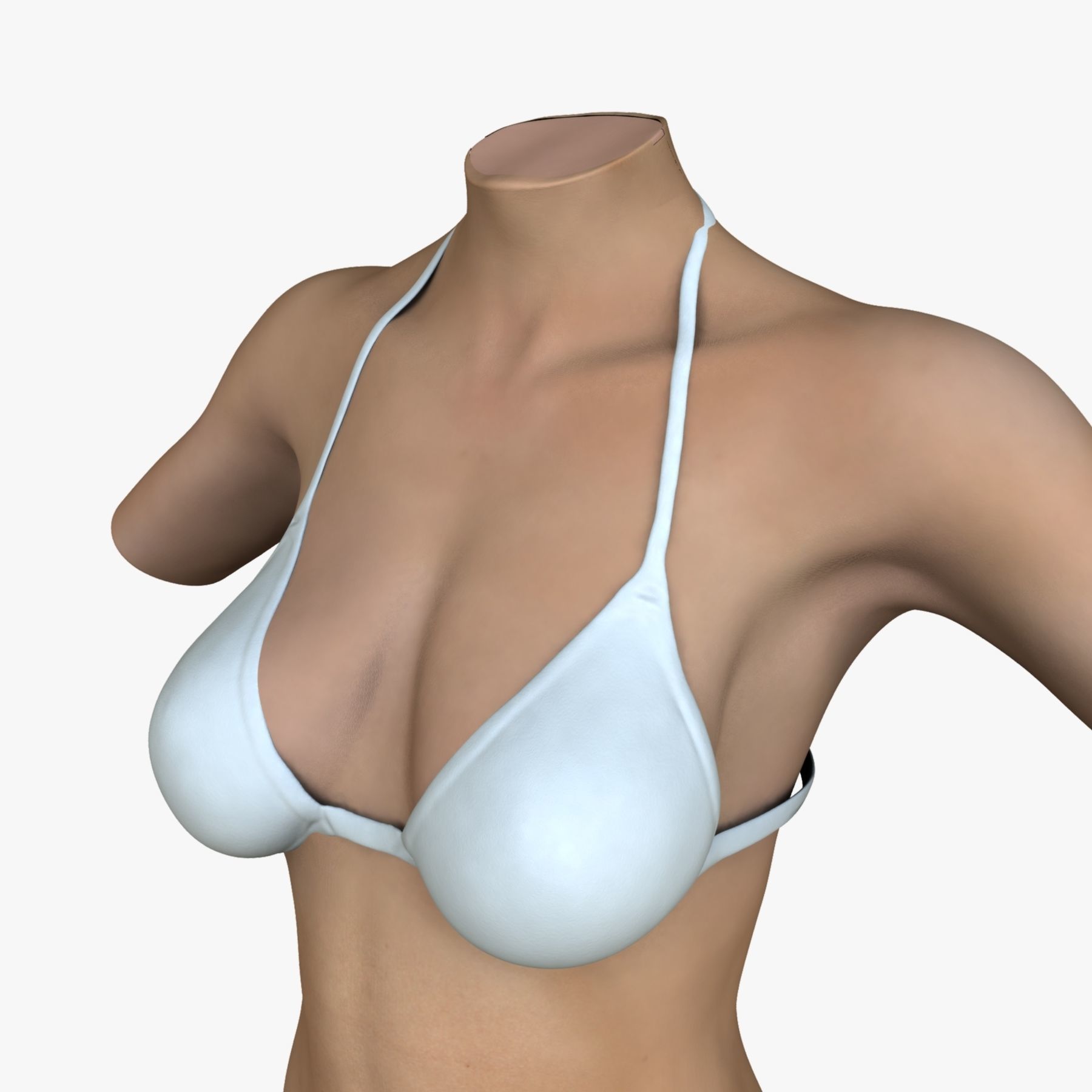 White Female Body Torso 3D model_3