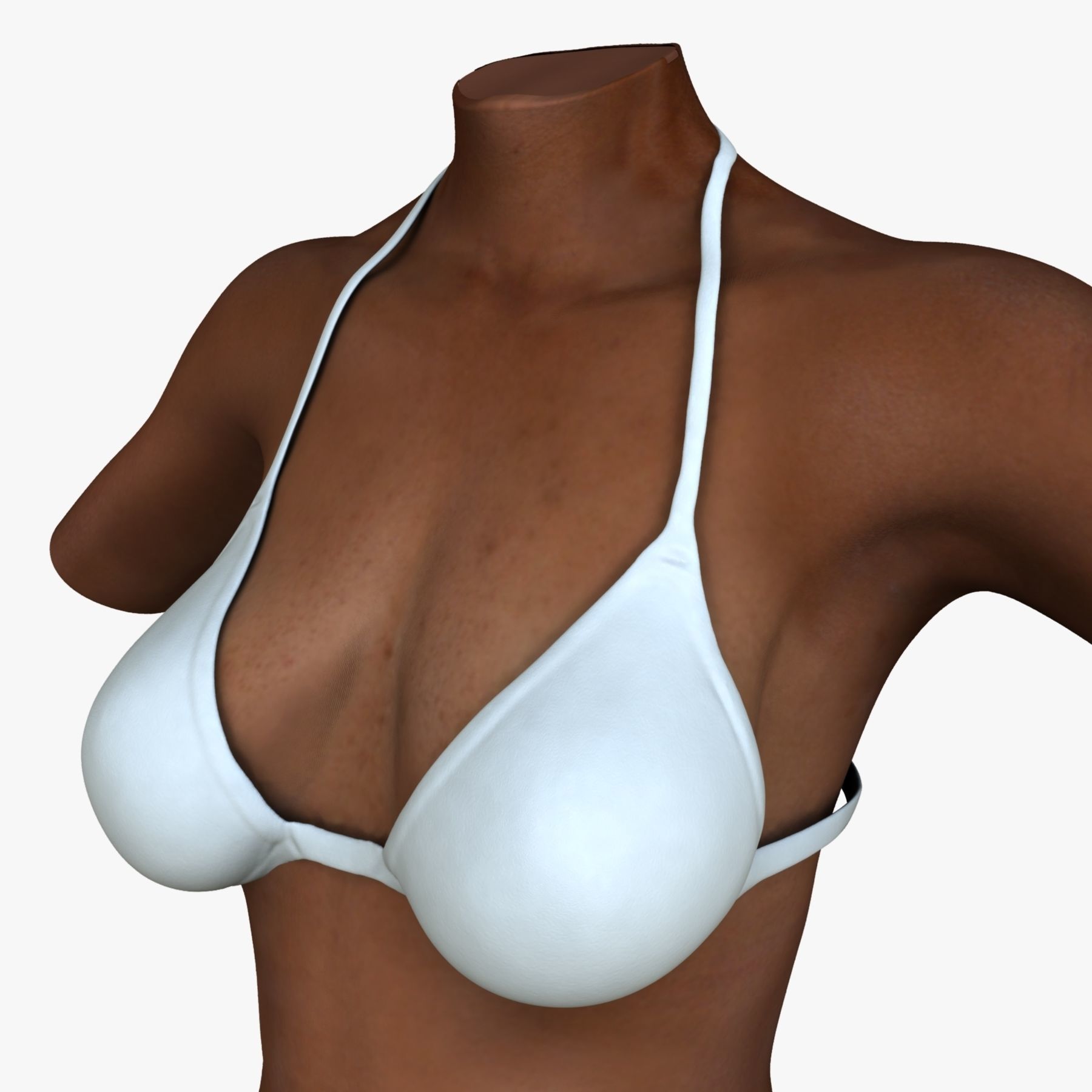 Caucasian and African American Female Torso 3D model_12