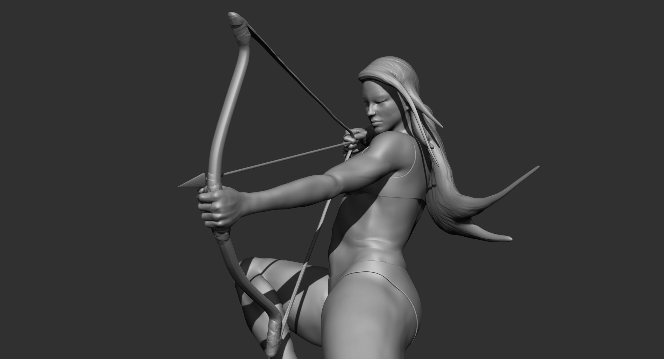 Female Archer 3D model_3