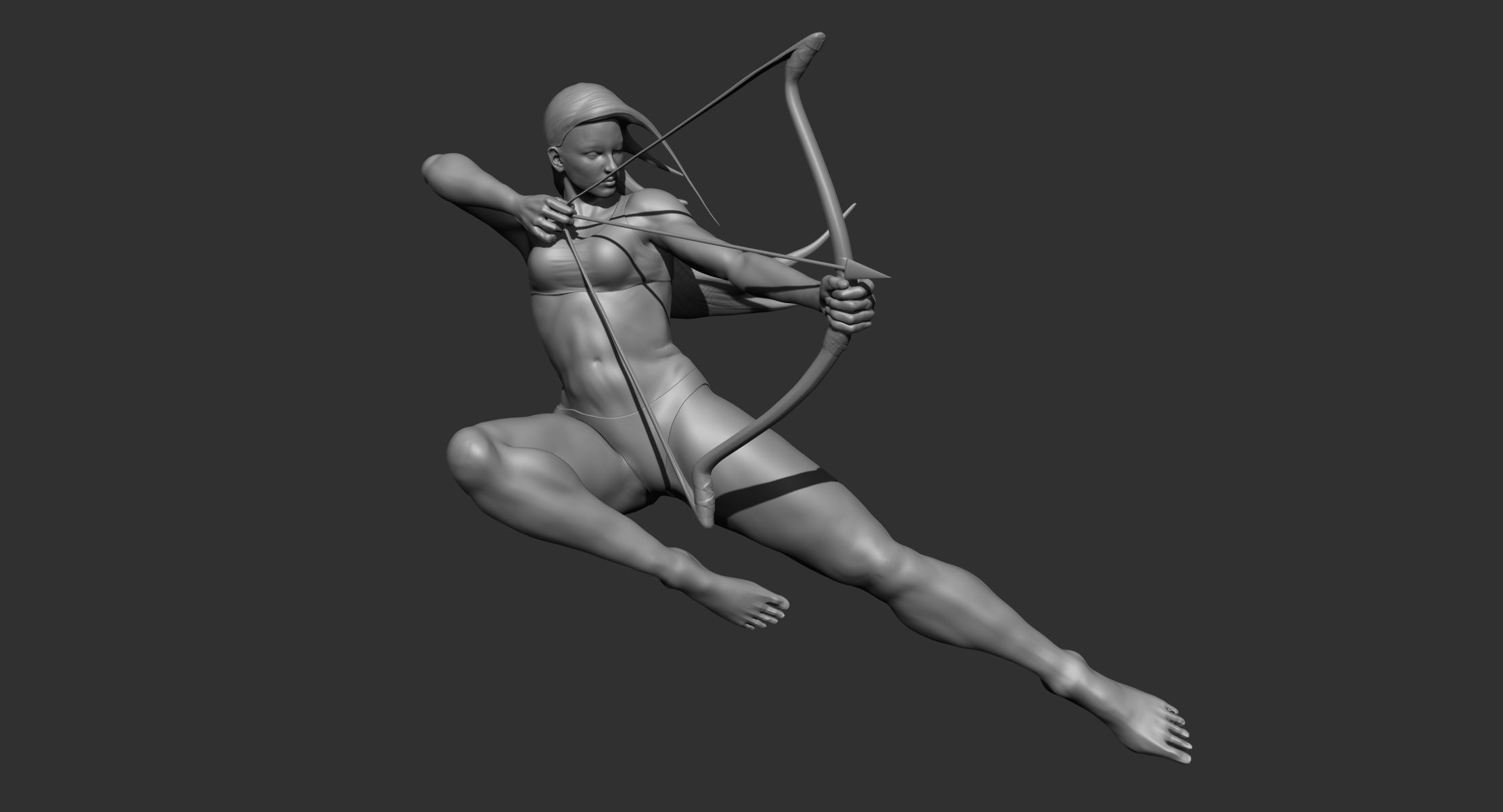 Female Archer 3D model_2