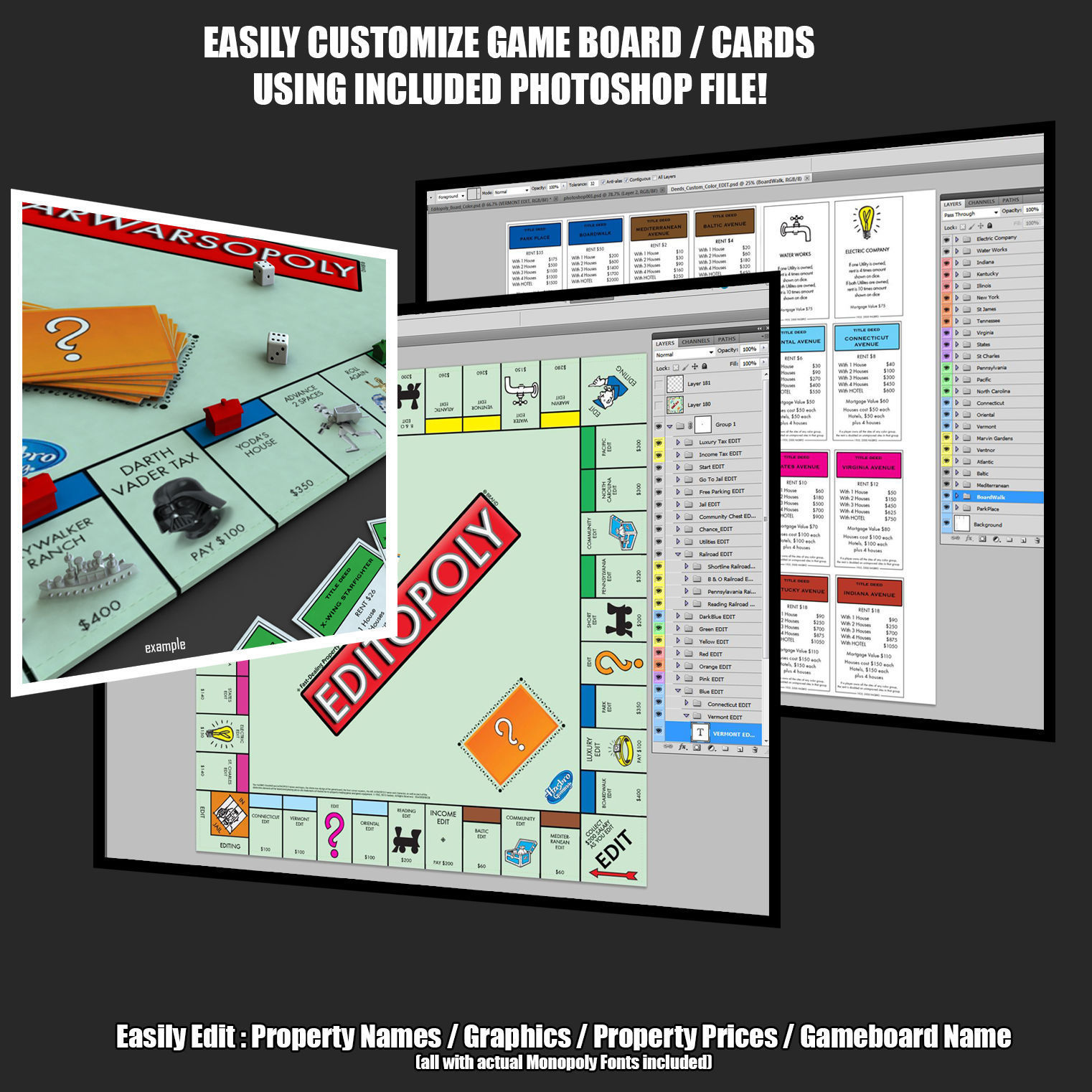 Editopoly five different colored dollar bills 3D model_2