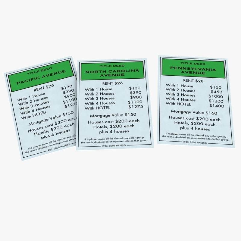 Editopoly five different colored dollar bills 3D model_15