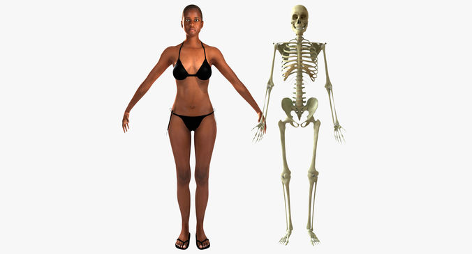 African American Female With Skeleton Rigged 3D model