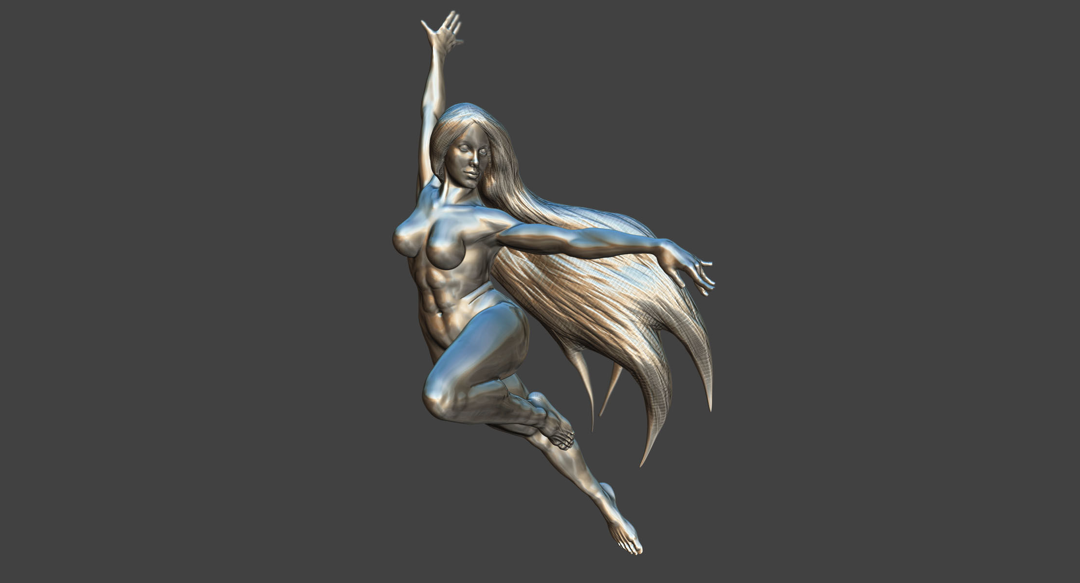 Dynamic Female Statue 3D 3D model_2
