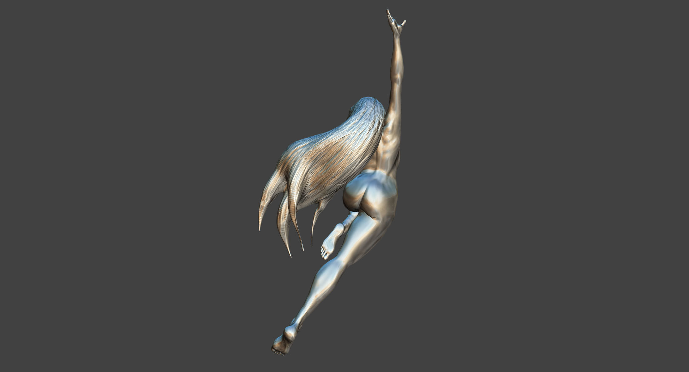 Dynamic Female Statue 3D 3D model_3