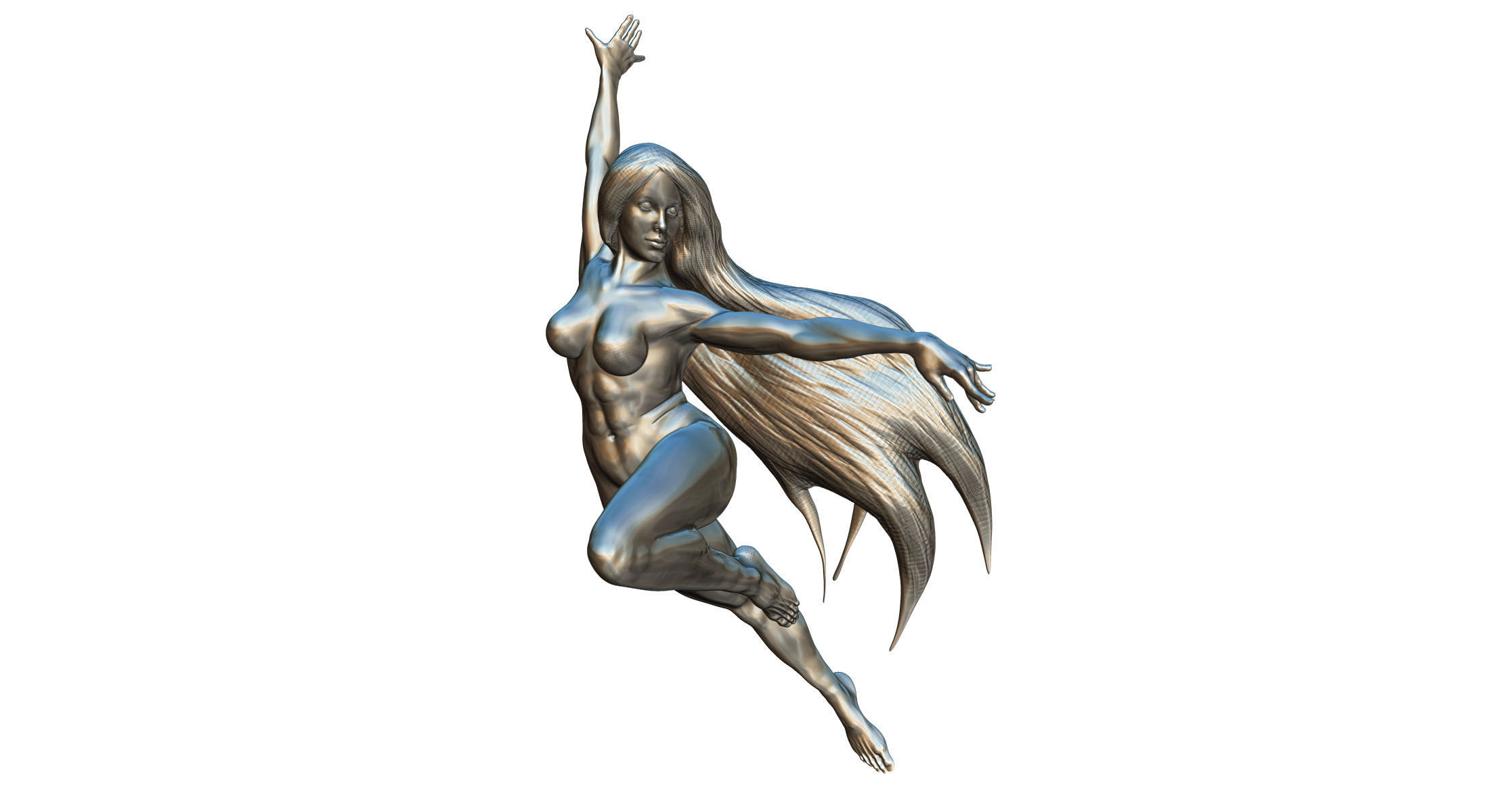 Dynamic Female Statue 3D 3D model_1
