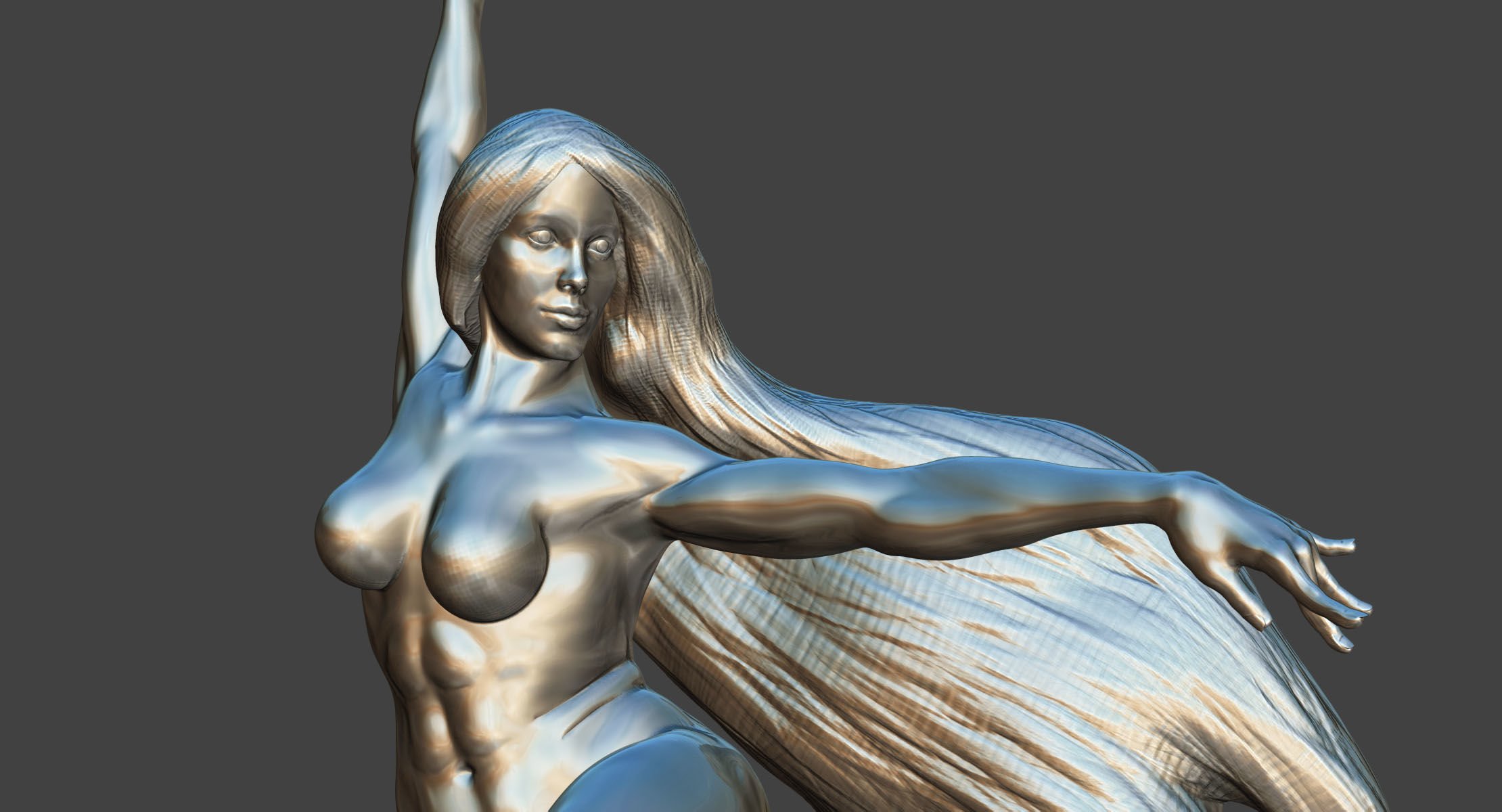 Dynamic Female Statue 3D 3D model_4