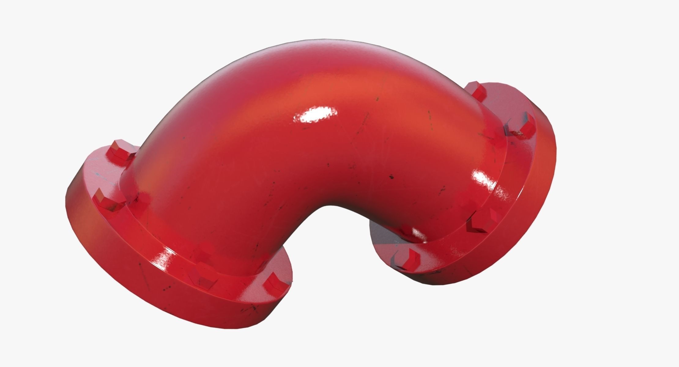 Corner Red Pipe 3D model_3