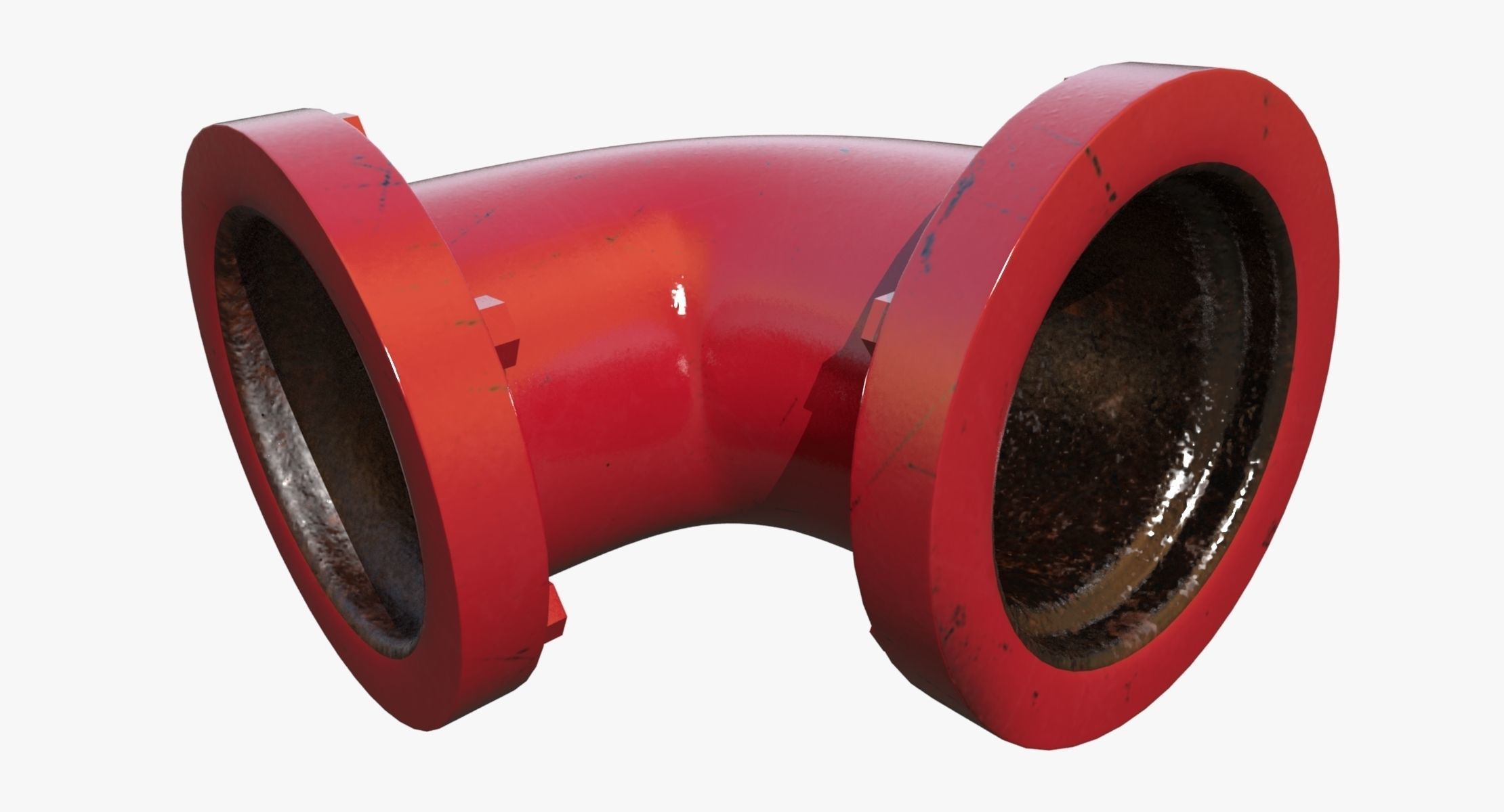 Corner Red Pipe 3D model_1