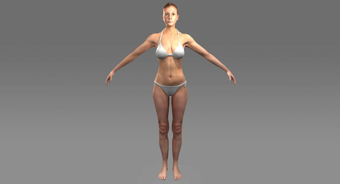 Rigged Realistic Female Character with Bikini 3D model