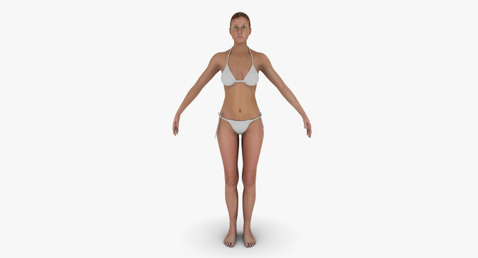 Female Character With Bikini Walk Cycle 3D model
