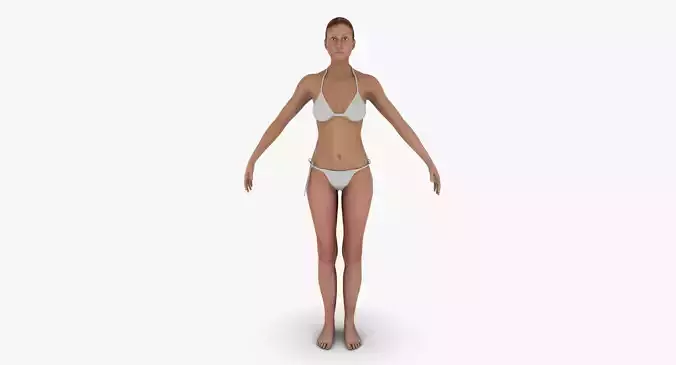 Female Character With Bikini Walk Cycle 3D model