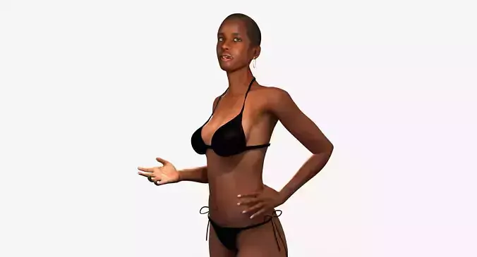 African American Woman Character Rigged 3D model