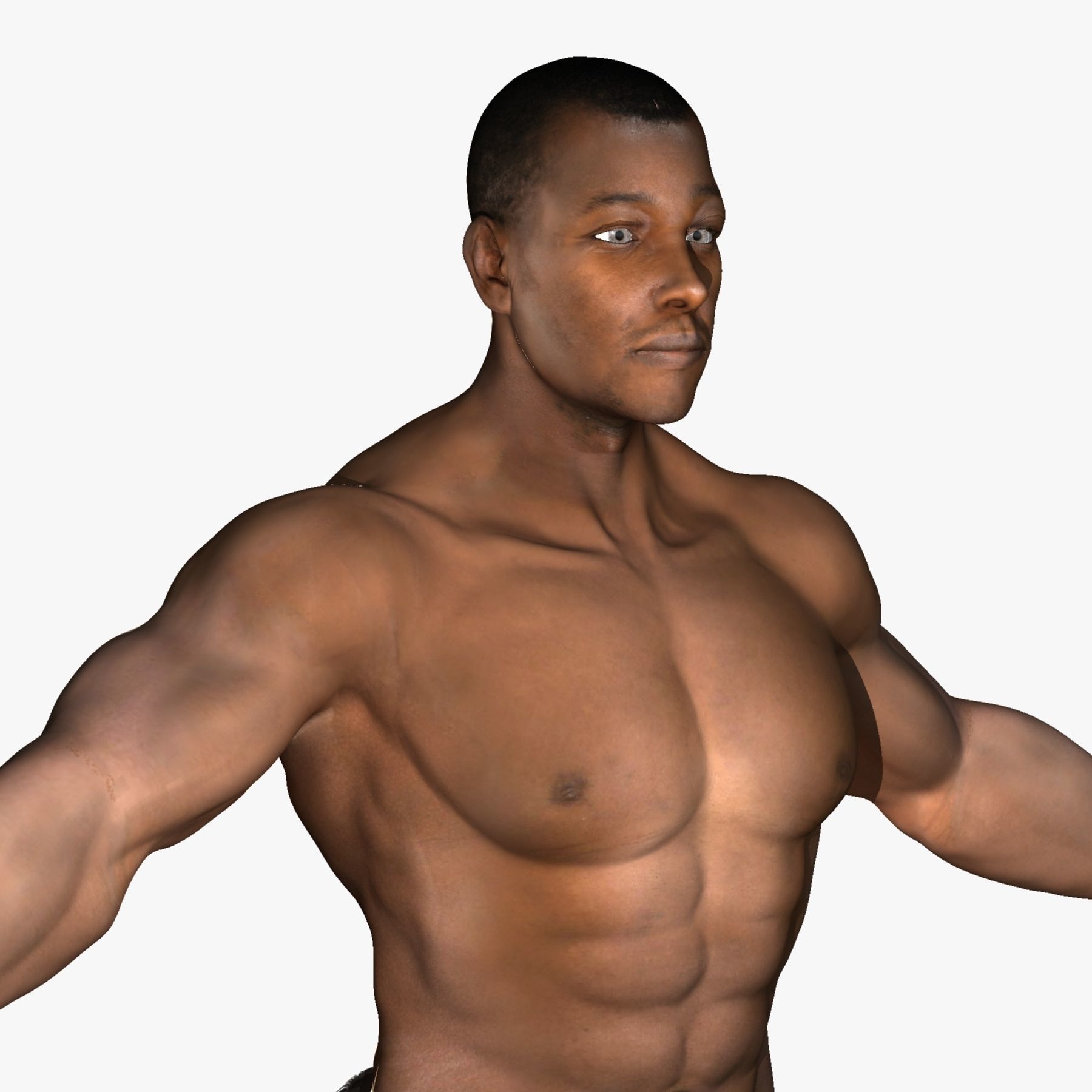 African American Male Muscular Rigged 3D model_6