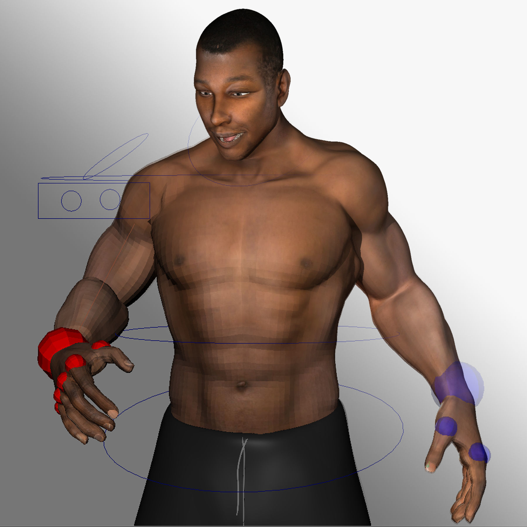 African American Male Muscular Rigged 3D model_2