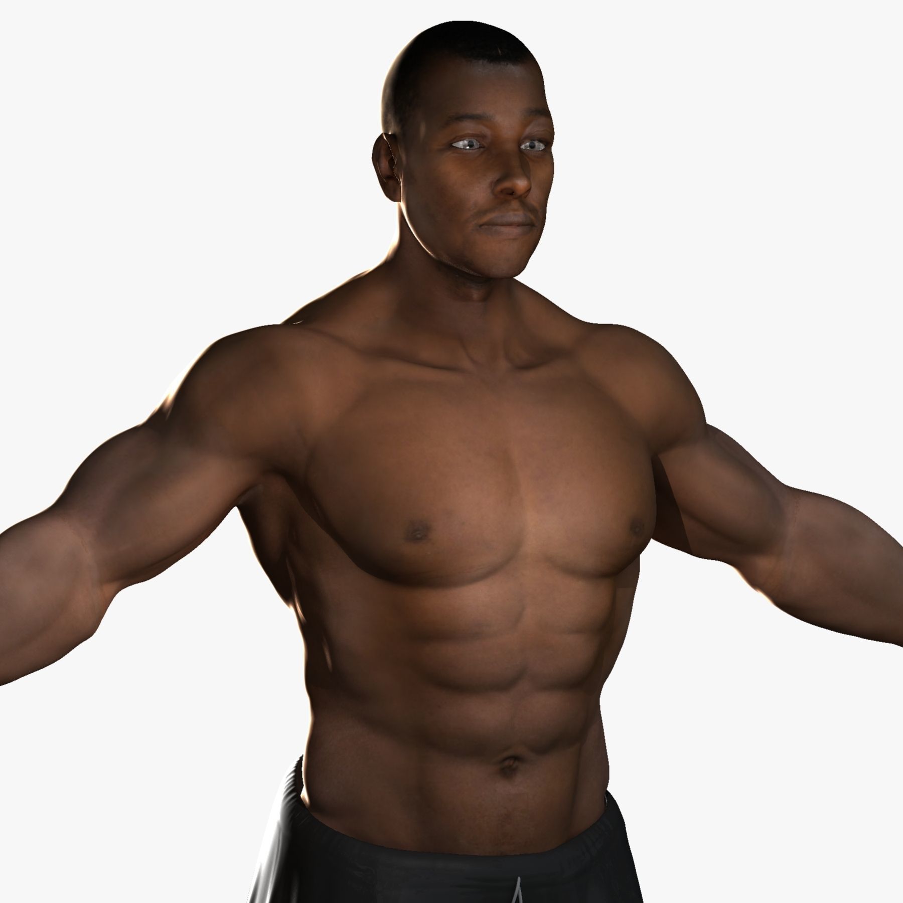 African American Male Muscular Rigged 3D model_10
