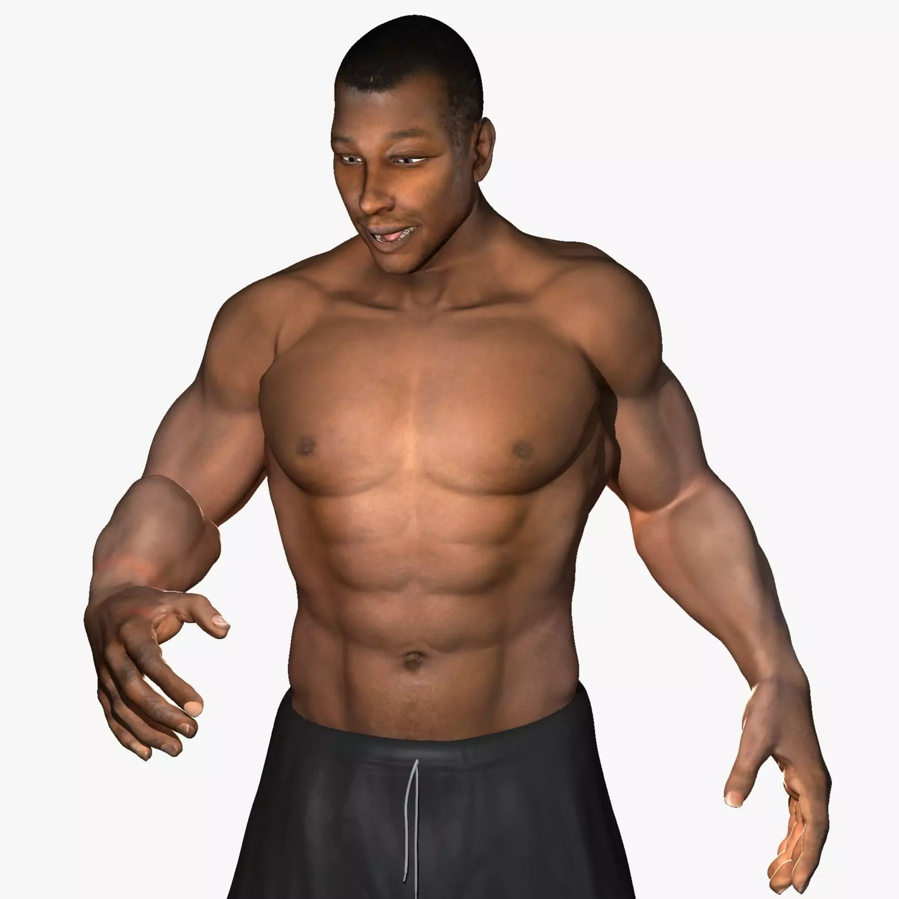 African American Male Muscular Rigged 3D model_0