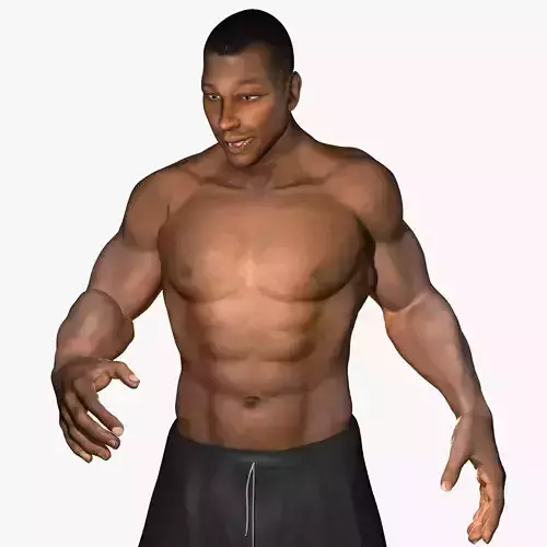 African American Male Muscular Rigged 3D model