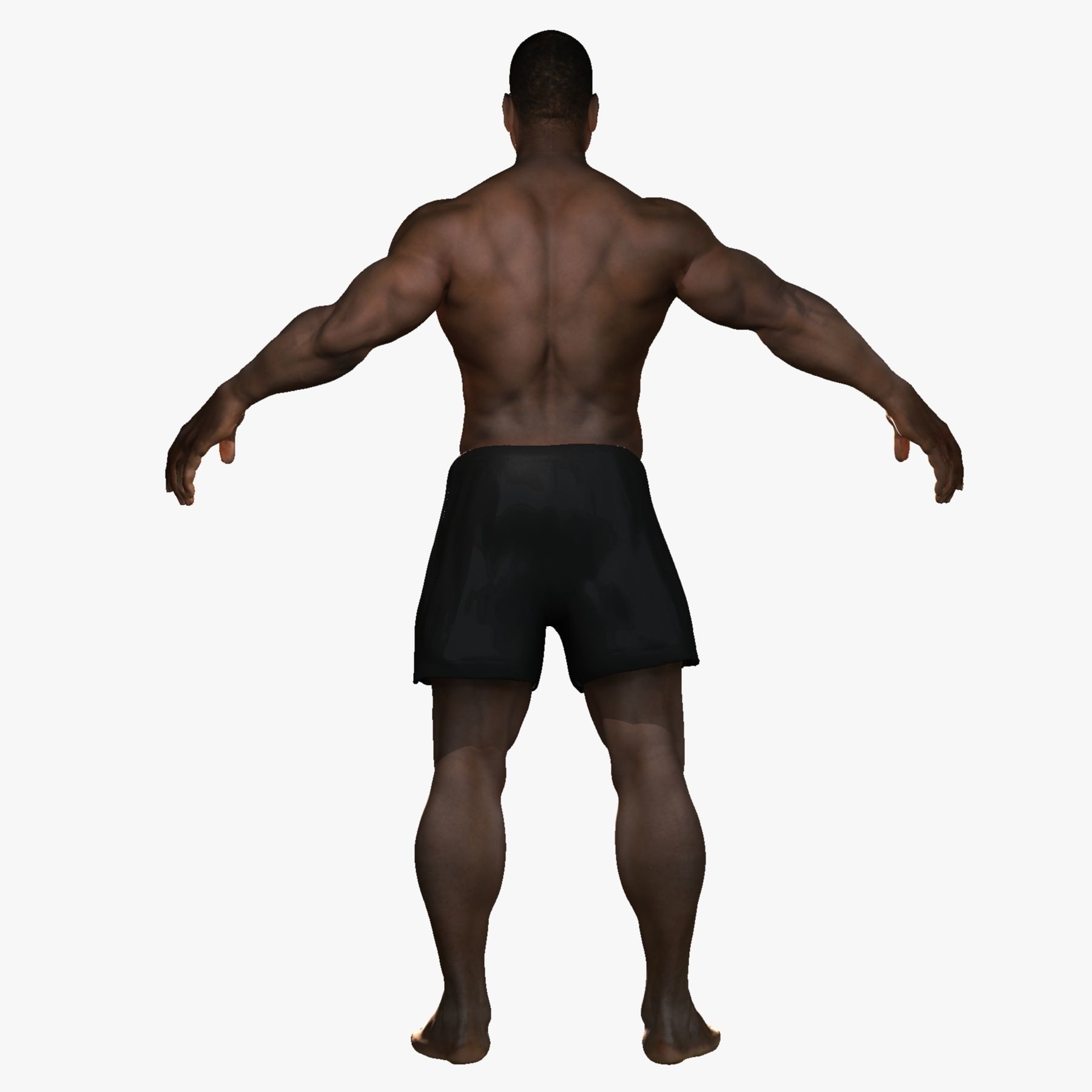 African American Male Muscular Rigged 3D model_9