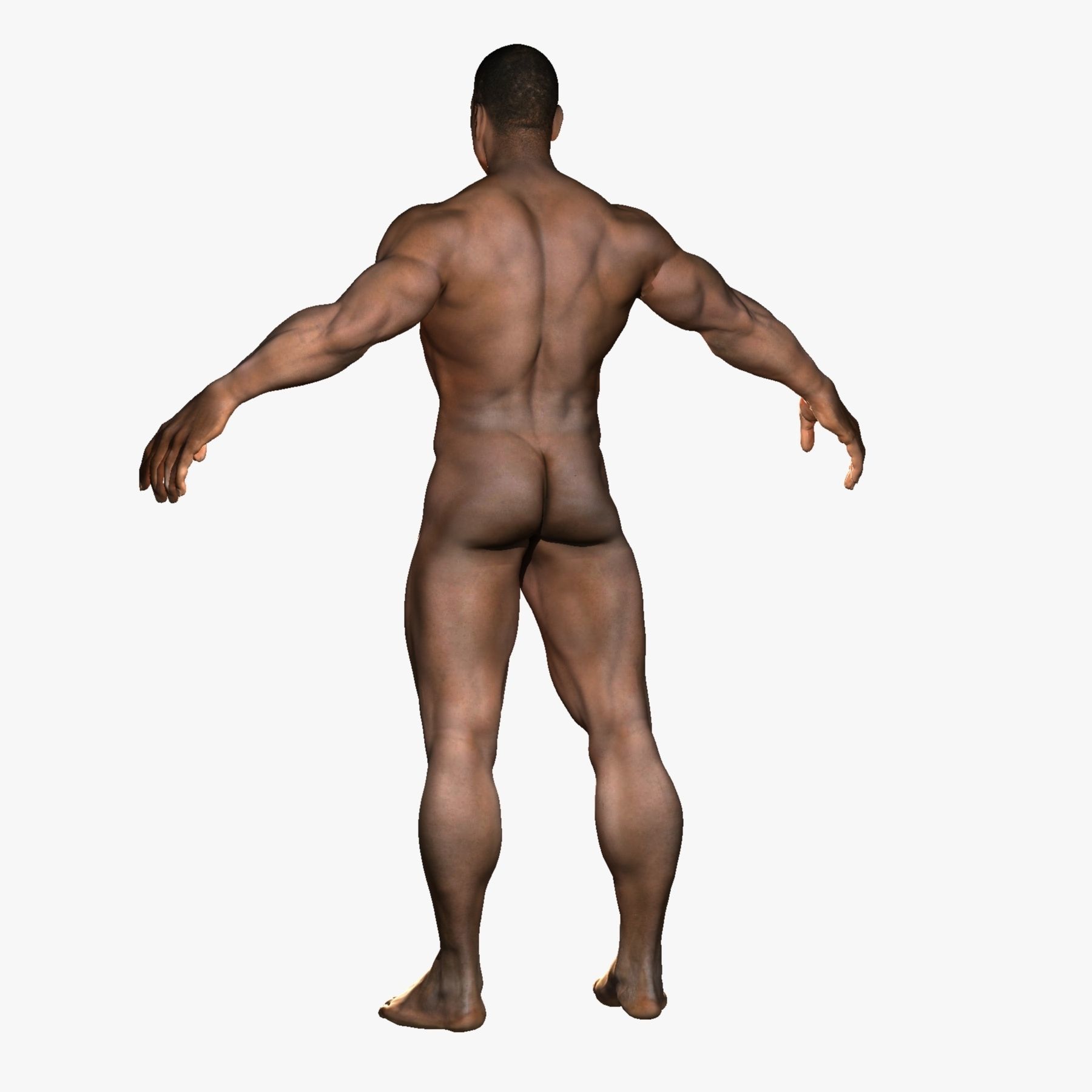 African American Male Muscular Rigged 3D model_8