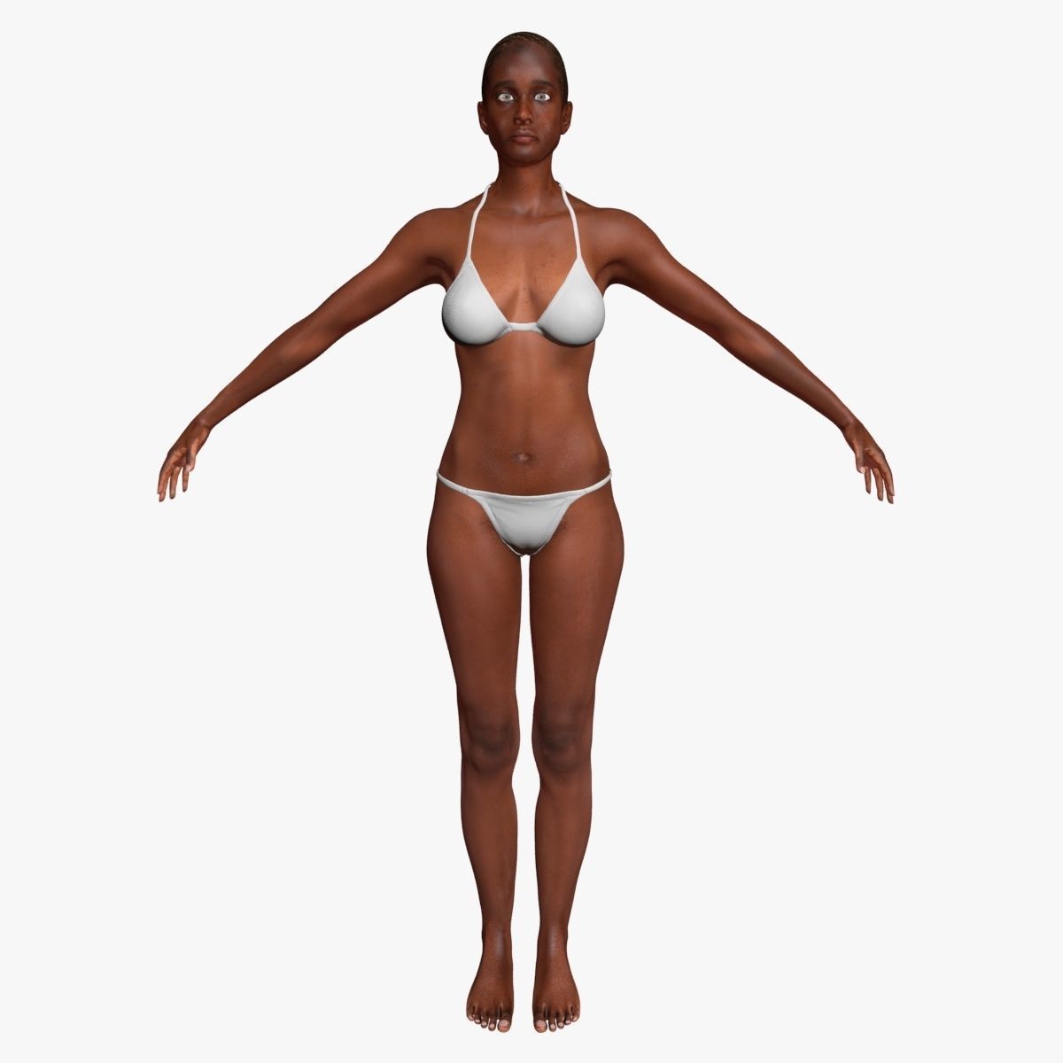 African American Female Body Skin With Bone Structure 3DSmax 3D model_2