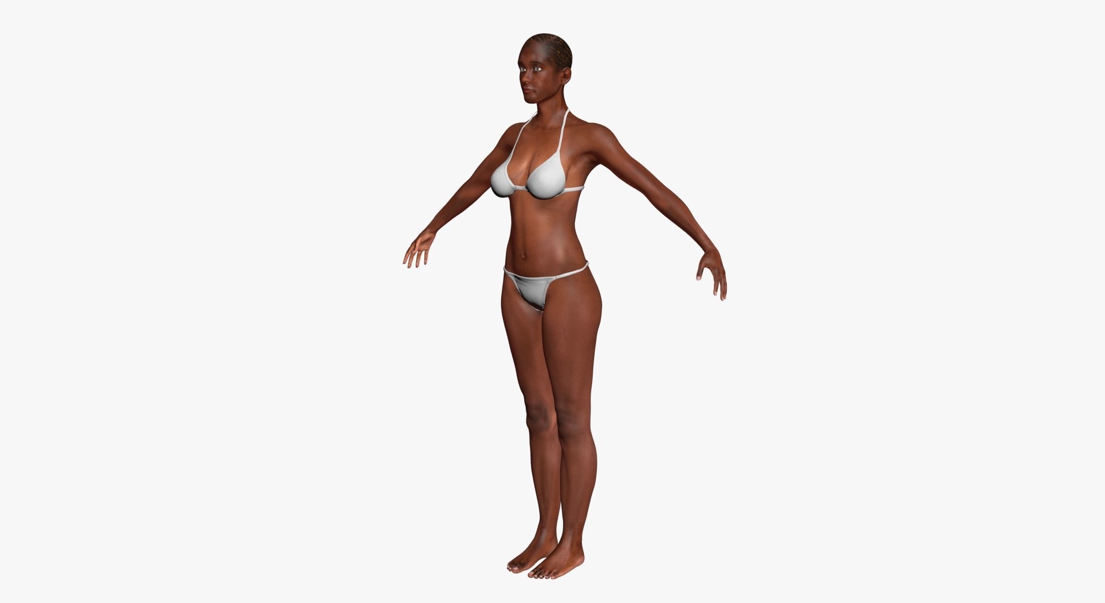 African American Female Body Skin With Bone Structure 3DSmax 3D model_5