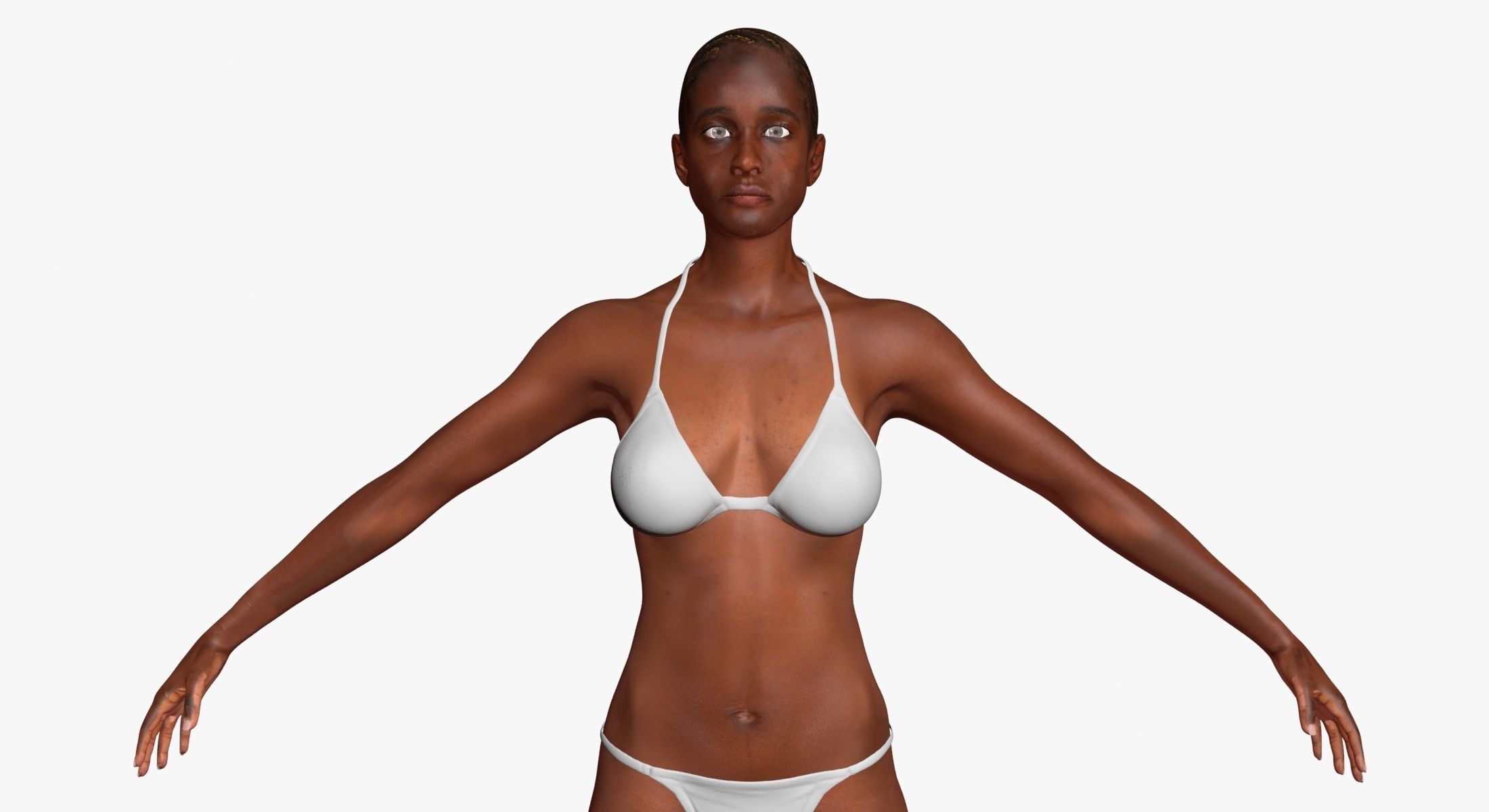African American Female Body Skin With Bone Structure 3DSmax 3D model_4