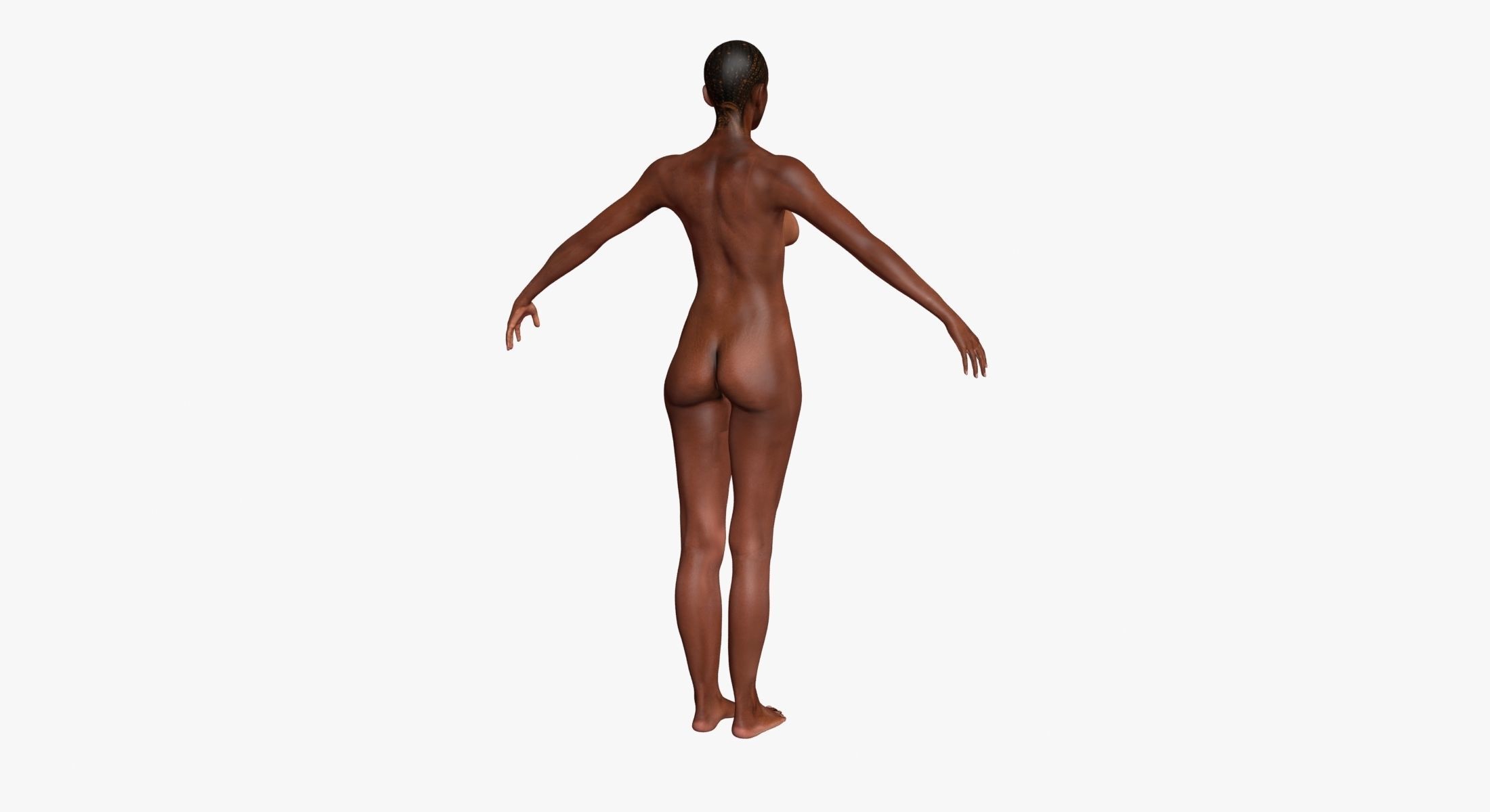 African American Female Body Skin With Bone Structure 3DSmax 3D model_8